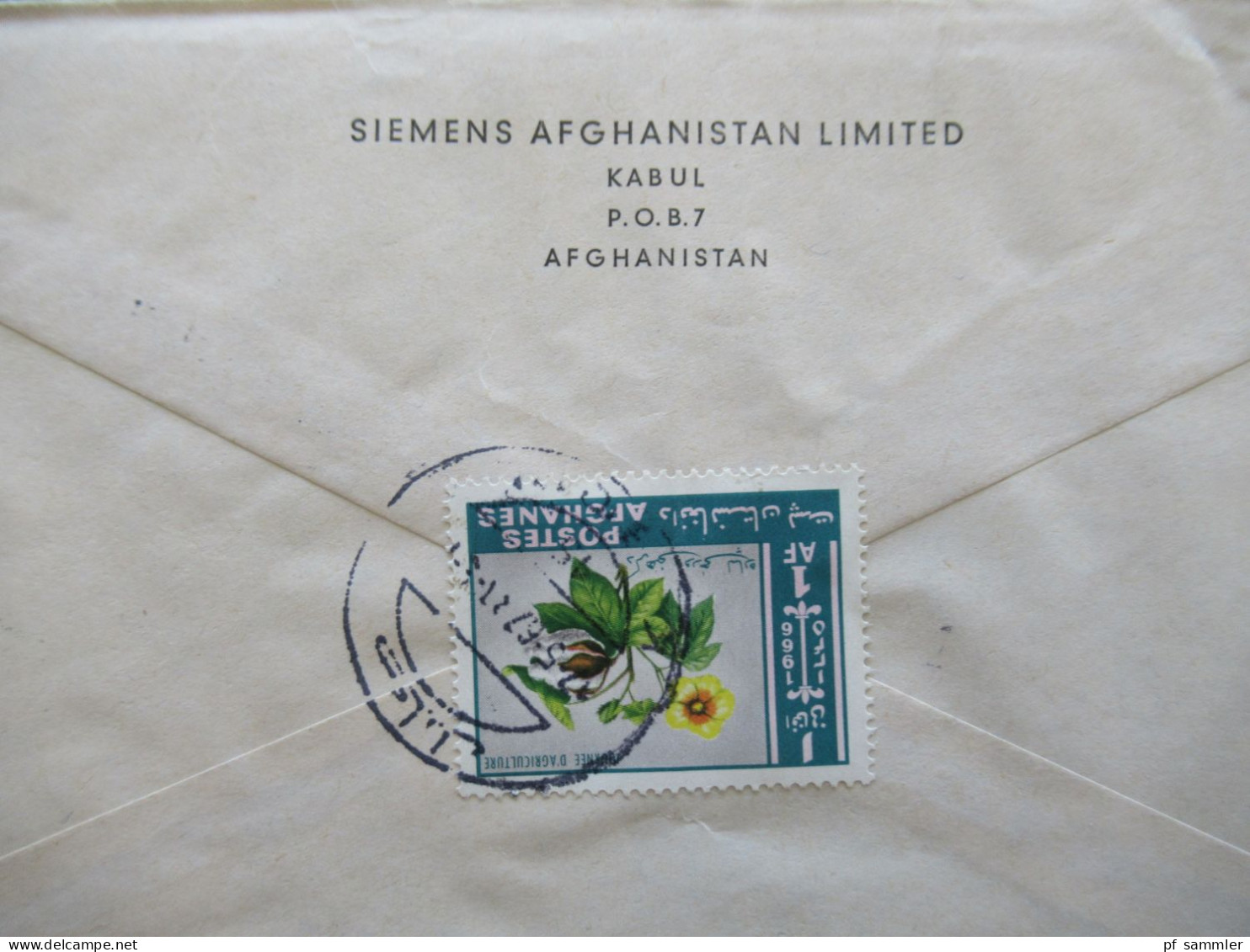 Asien Afghanistan 1967 Registered Air Mail Postes Afghanes Umschlag Siemens Afghanistan Limited Kabul - Menden Sauerland - Afghanistan