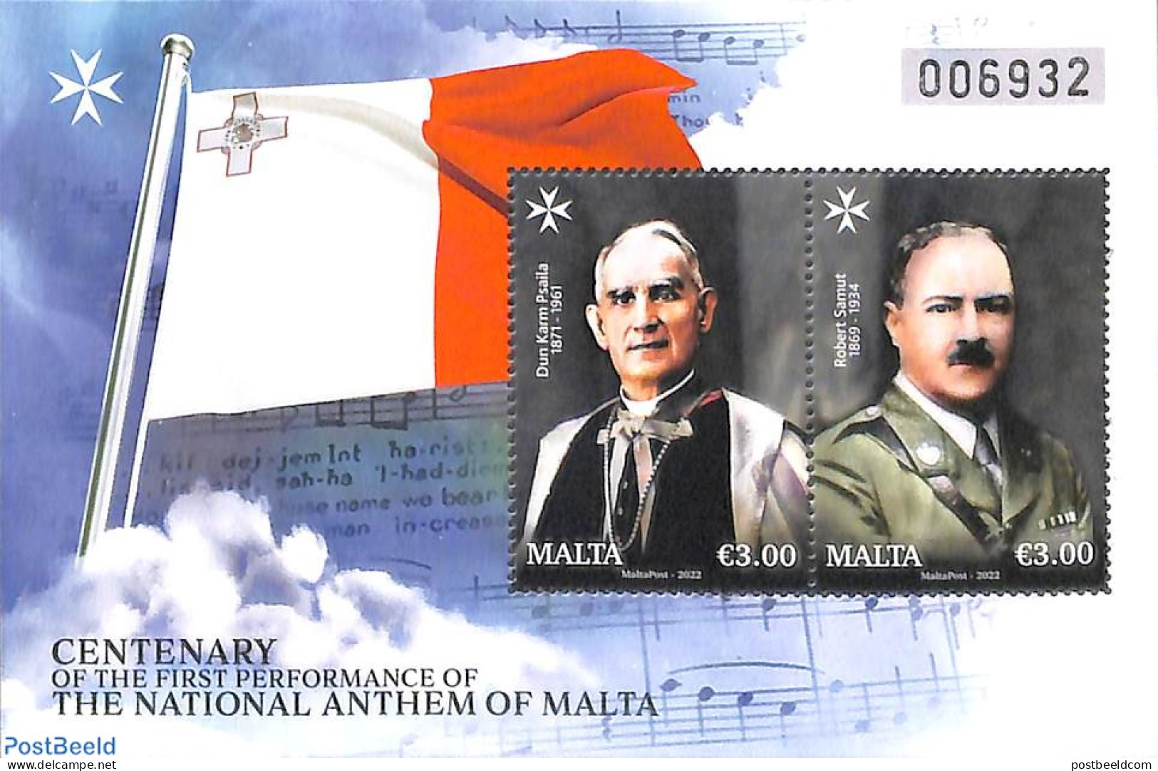 Malta 2022 National Anthem S/s, Mint NH, Performance Art - Music - Musica