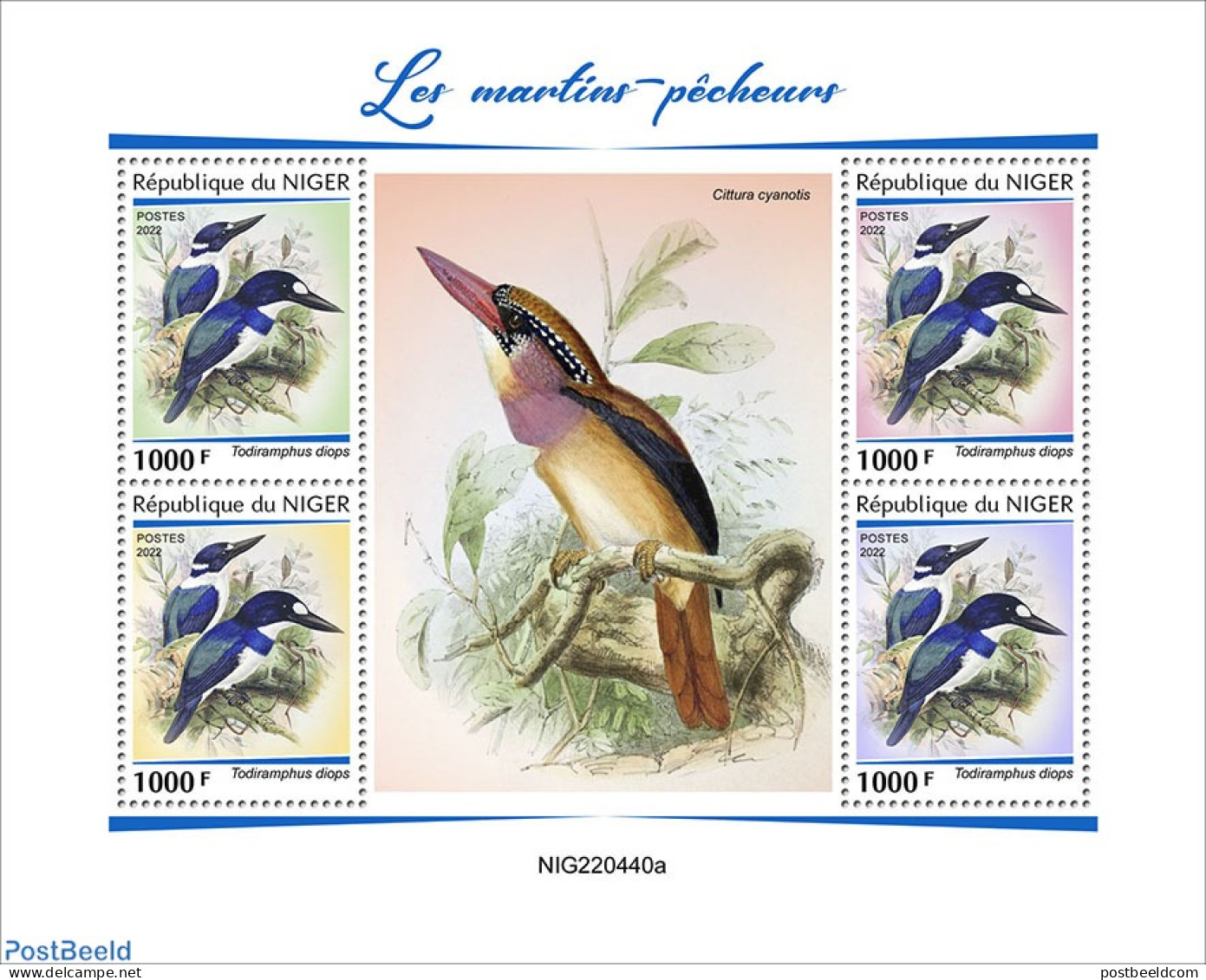 Niger 2022 Kingfishers, Mint NH, Nature - Kingfishers - Niger (1960-...)