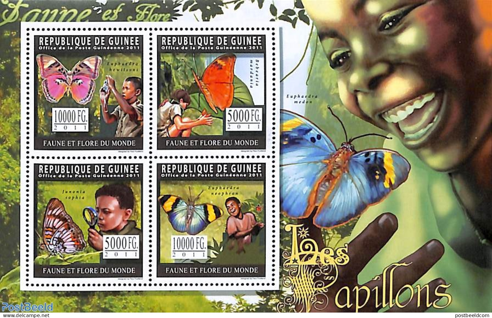 Guinea, Republic 2011 Butterflies 4v M/s, Mint NH, Nature - Sport - Butterflies - Scouting - Altri & Non Classificati