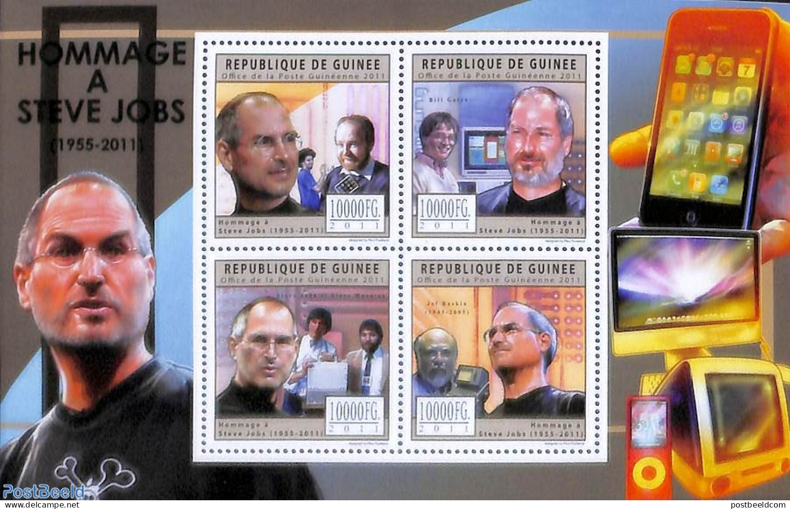 Guinea, Republic 2011 Steve Jobs 4v M/s, Mint NH, Science - Computers & IT - Inventors - Informatik