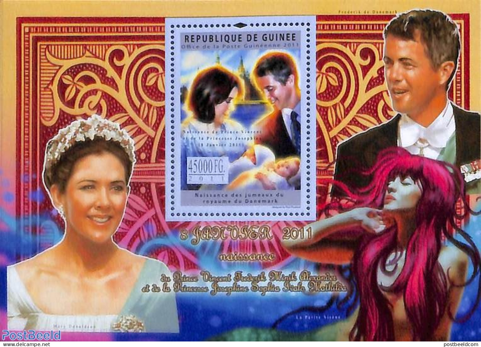 Guinea, Republic 2011 Danish Royal Twin Birth S/s, Mint NH, History - Kings & Queens (Royalty) - Familias Reales