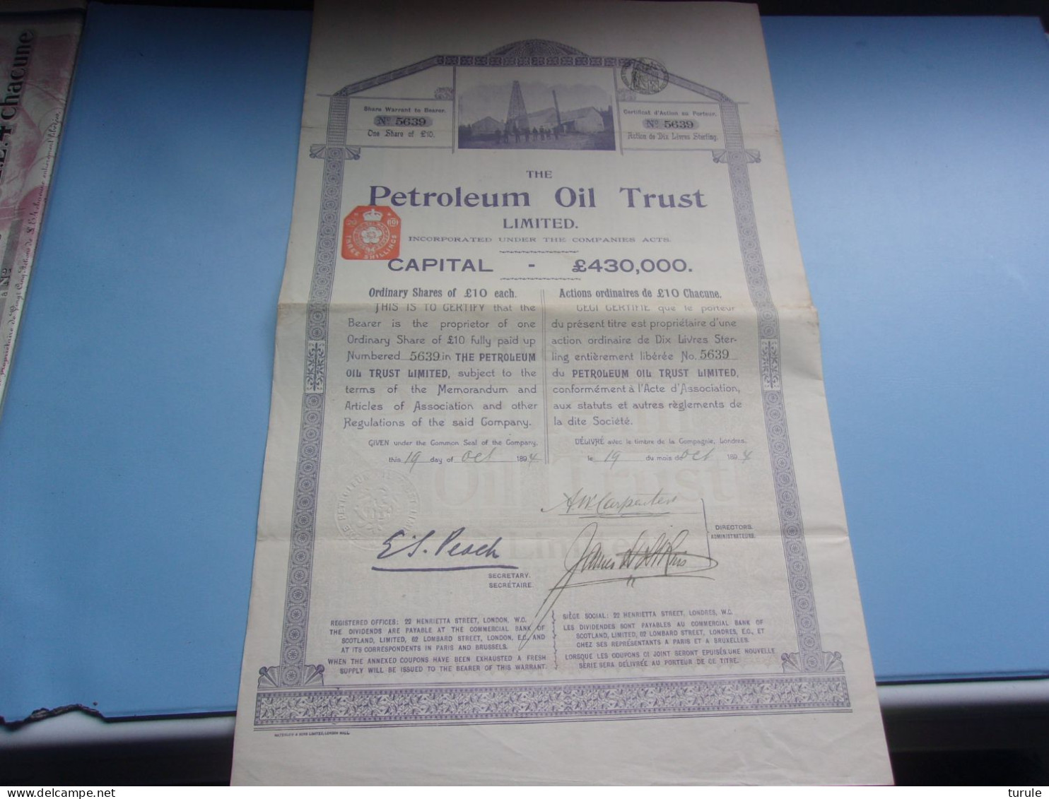 THE PETROLEUM OIL TRUST (1894) - Autres & Non Classés