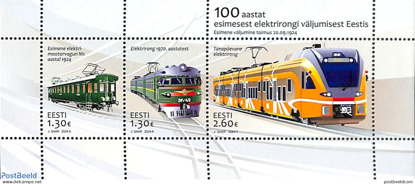 Estonia 2024 Electric Locomotives S/s, Mint NH, Transport - Railways - Eisenbahnen
