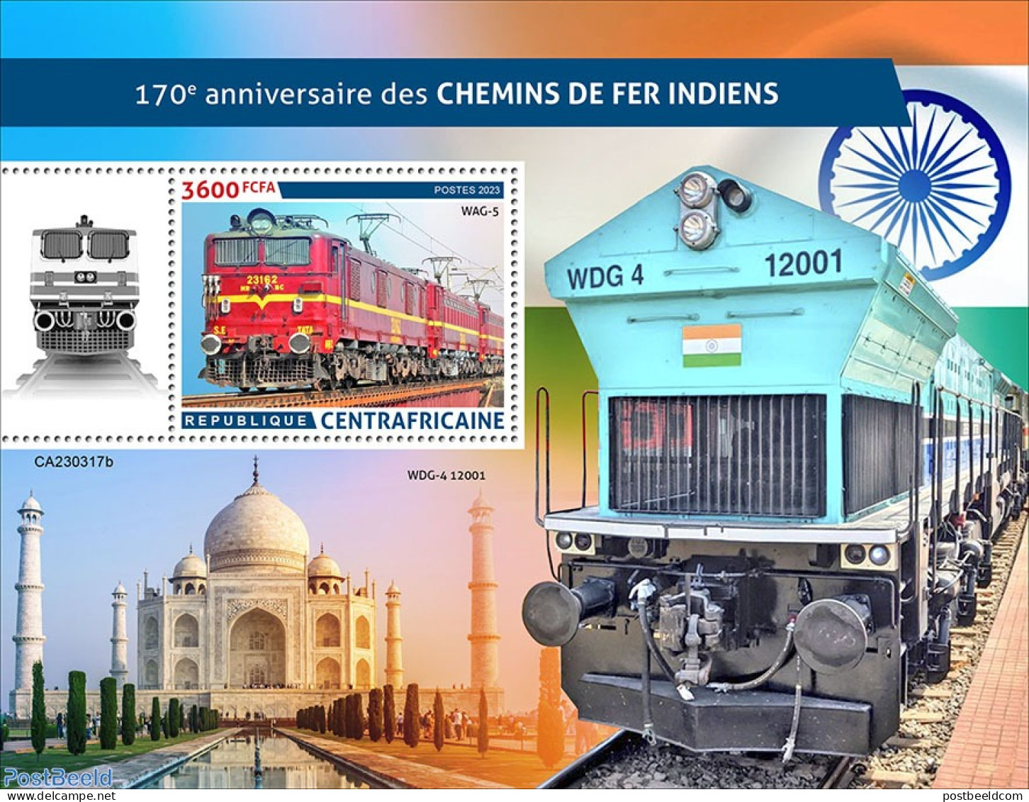 Central Africa 2023 Indian Trains, Mint NH, Transport - Railways - Treni