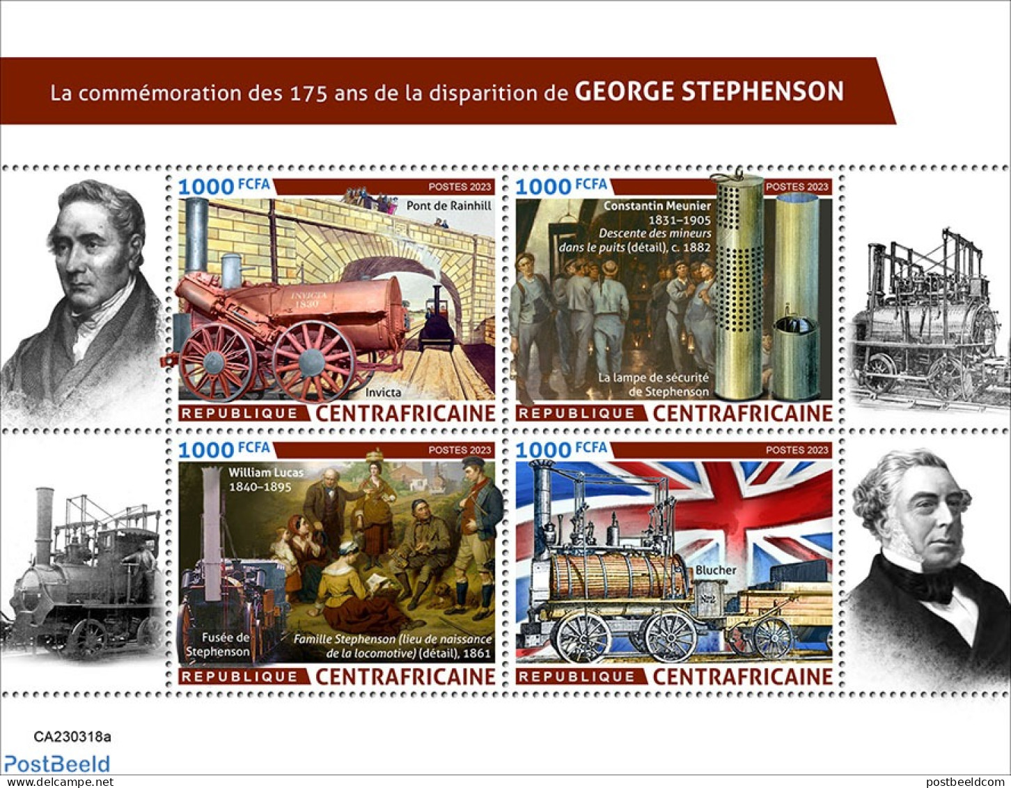 Central Africa 2023 George Stephenson, Mint NH, Transport - Railways - Eisenbahnen