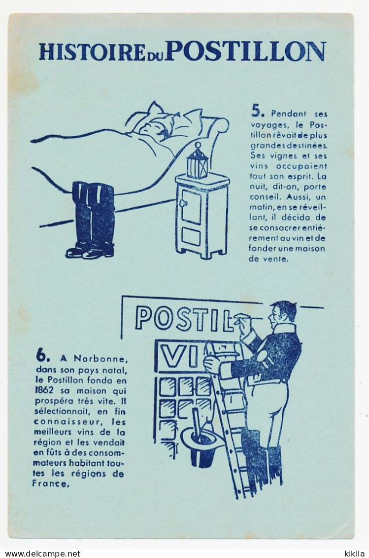 Buvard 13.9 X 21 Vin Histoire Du POSTILLON Bleu 5 Et 6  Lit Dormeur Enseigne échelle Peintre - Liqueur & Bière