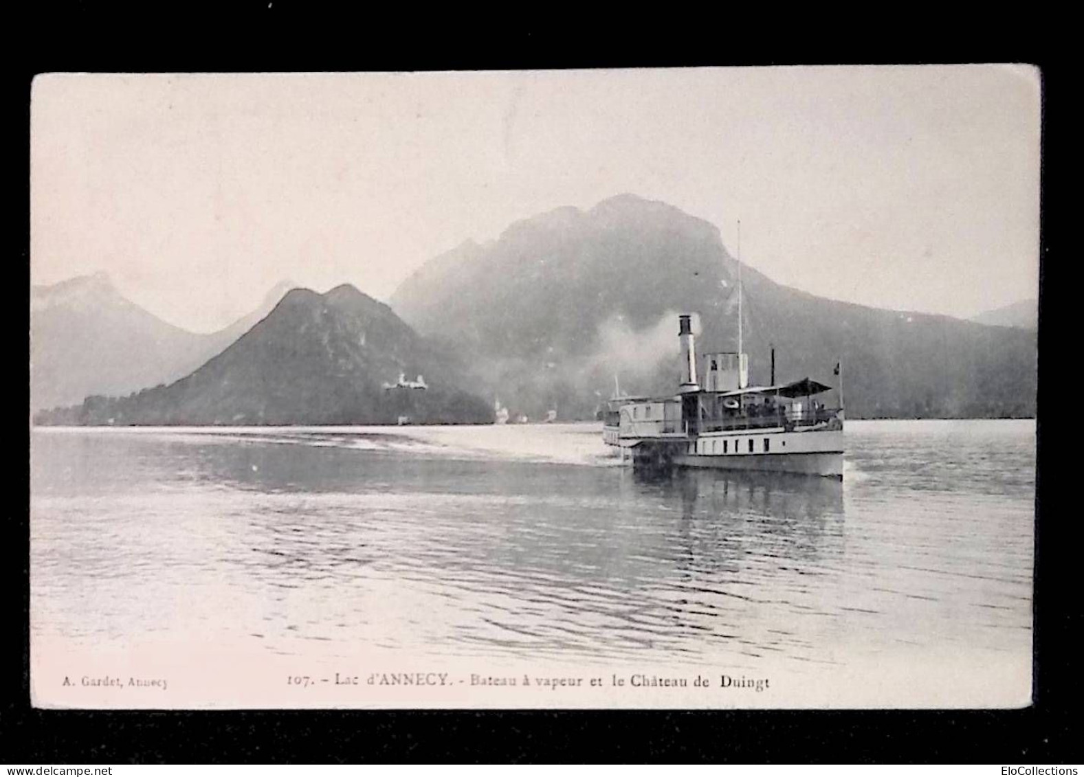 Cp, 74, Lac D'Annecy, Bateau à Vapeur Et Le Château De Duingt, Voyagée 1907 - Annecy