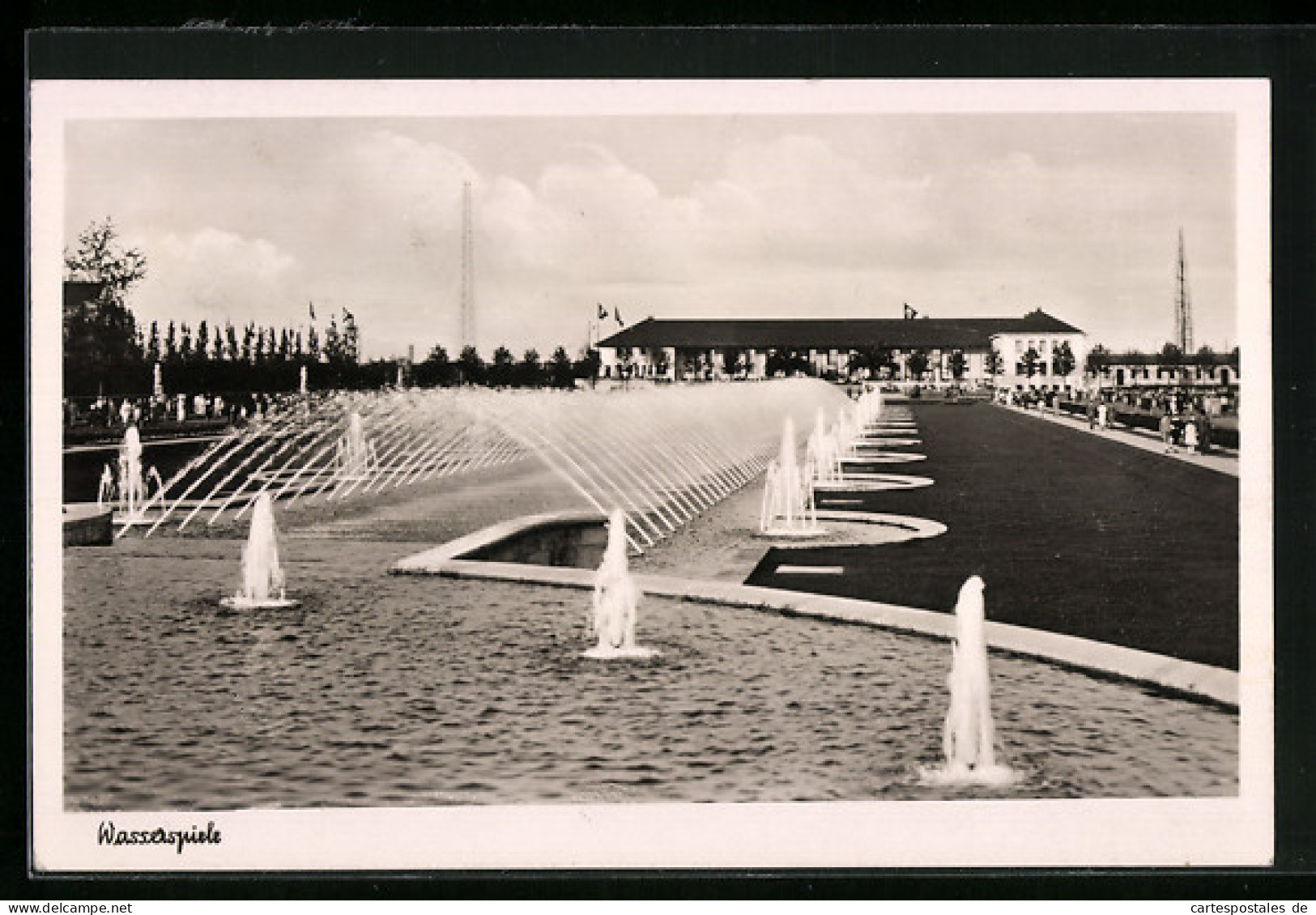 AK Düsseldorf-Schlageterstadt, Grosse Reichsausstellung Schaffendes Volk 1937, Wasserspiele  - Ausstellungen