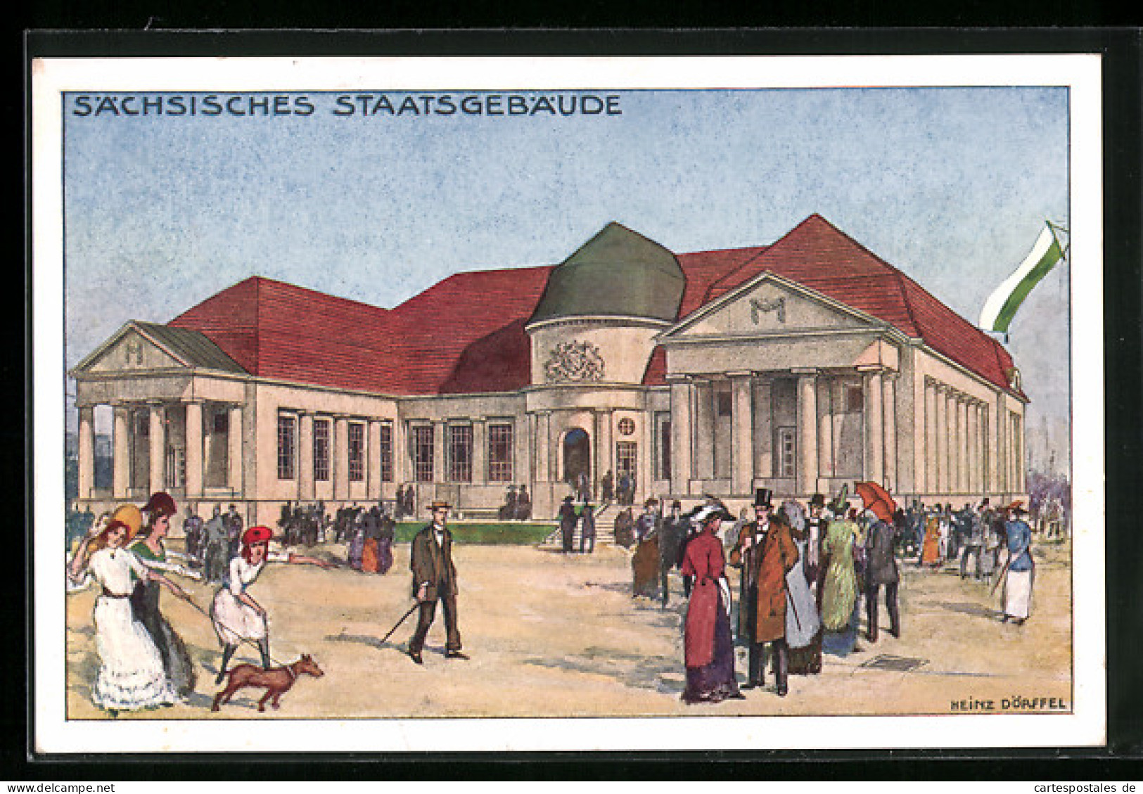 Künstler-AK Leipzig, Intern. Baufachausstellung Mit Sonderausstellungen 1913, Sächsisches Staatsgebäude  - Ausstellungen