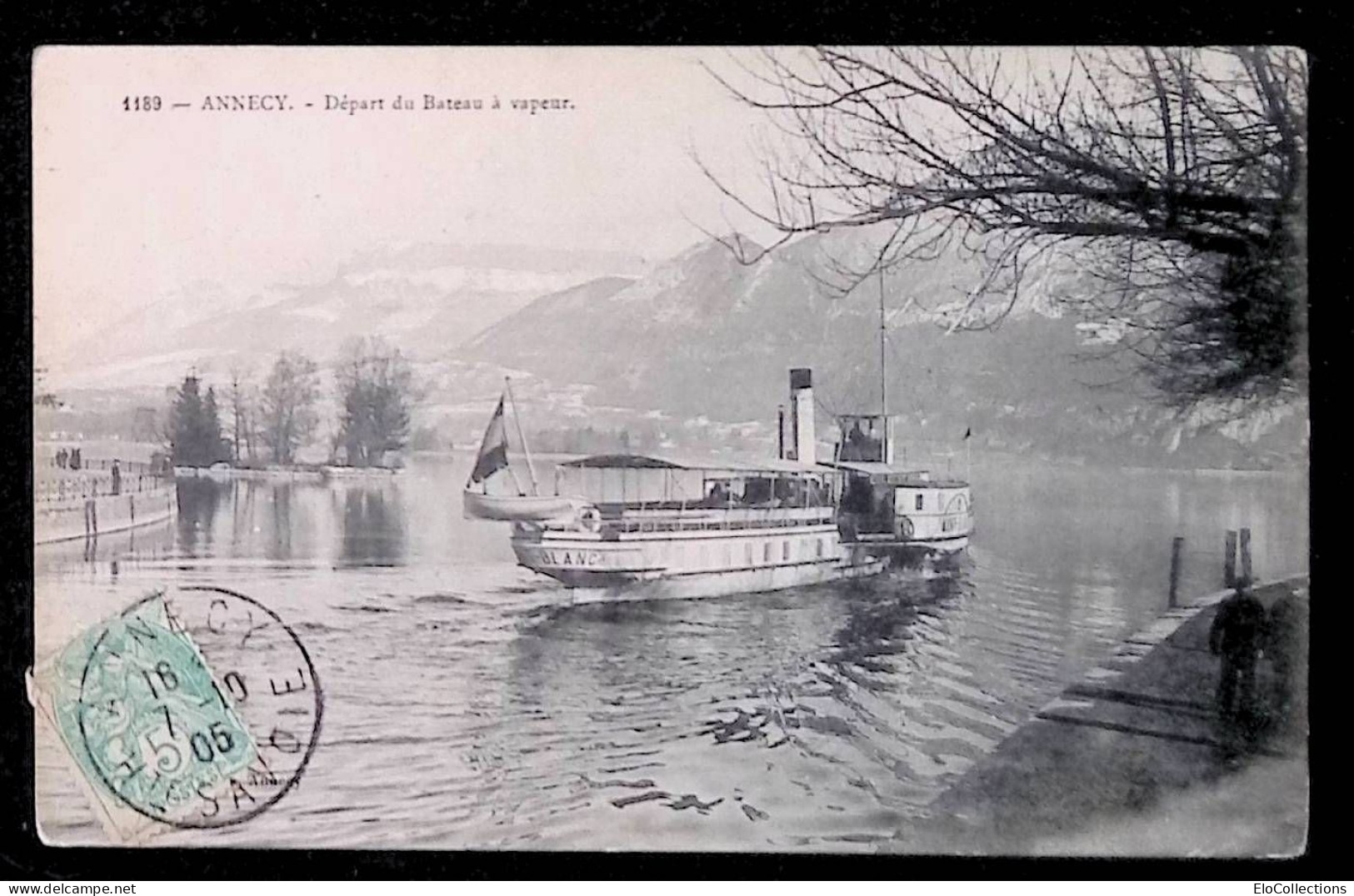 Cp, 74, Annecy, Départ Du Bateau à Vapeur , Voyagée 1905 - Annecy