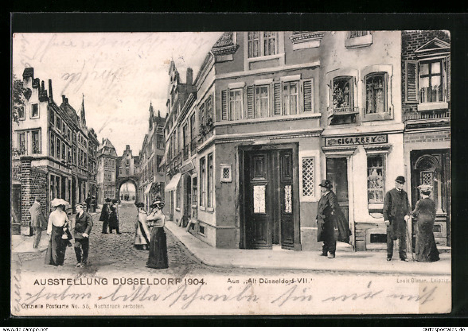 AK Düsseldorf, Ausstellung 1904, Aus Alt Düsseldorf VII. Mit Zigarrengeschäft  - Ausstellungen