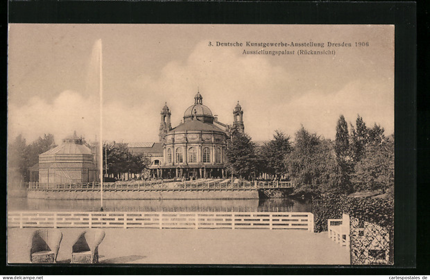 AK Dresden, 3. Deutsche Kunstgewerbe-Ausstellung 1906, Ausstellungspalast, Rückansicht  - Expositions