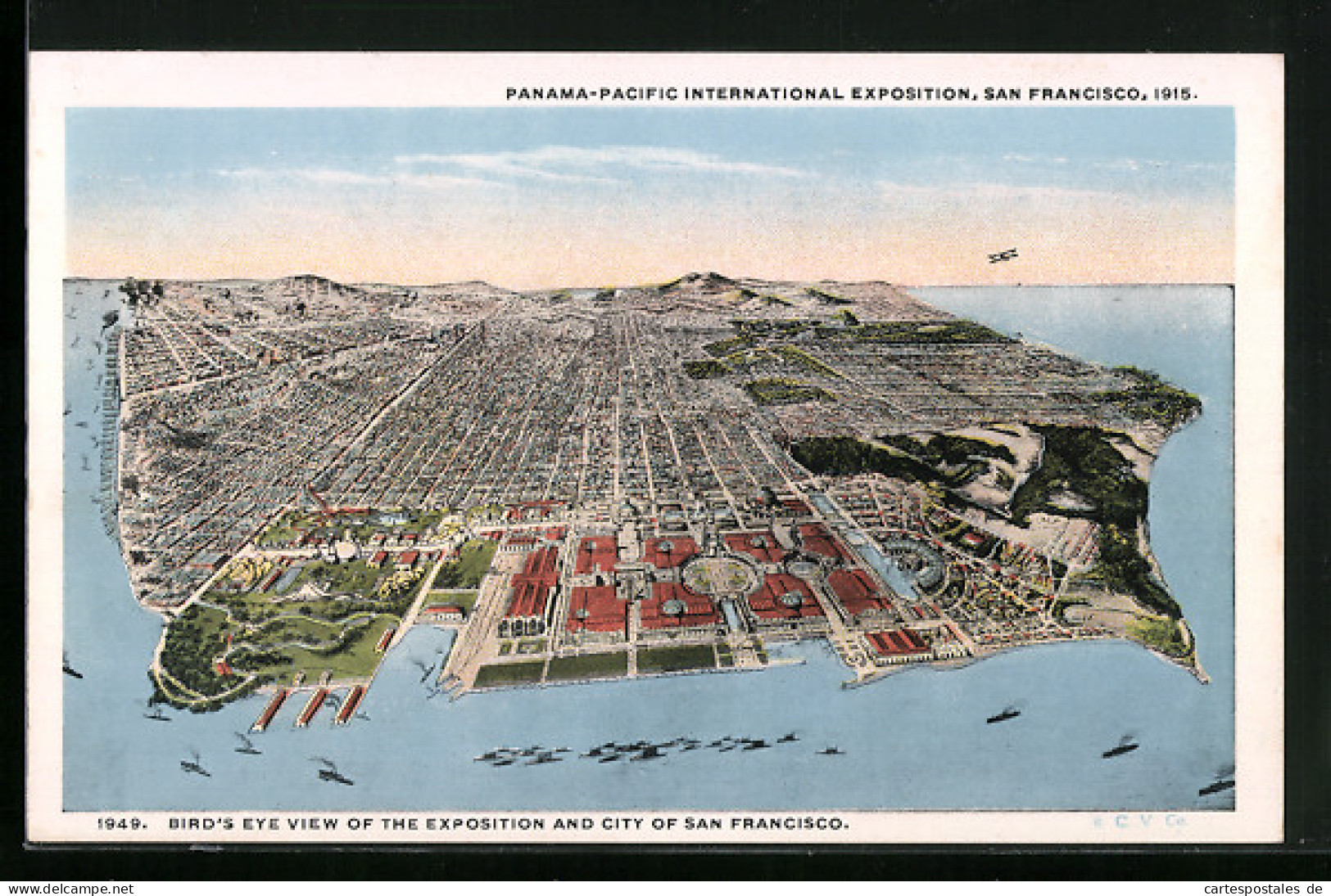 AK San Francisco, Panama-Pacific International Expostion 1915, Bird's Eye View Of The Exposition And City  - Ausstellungen