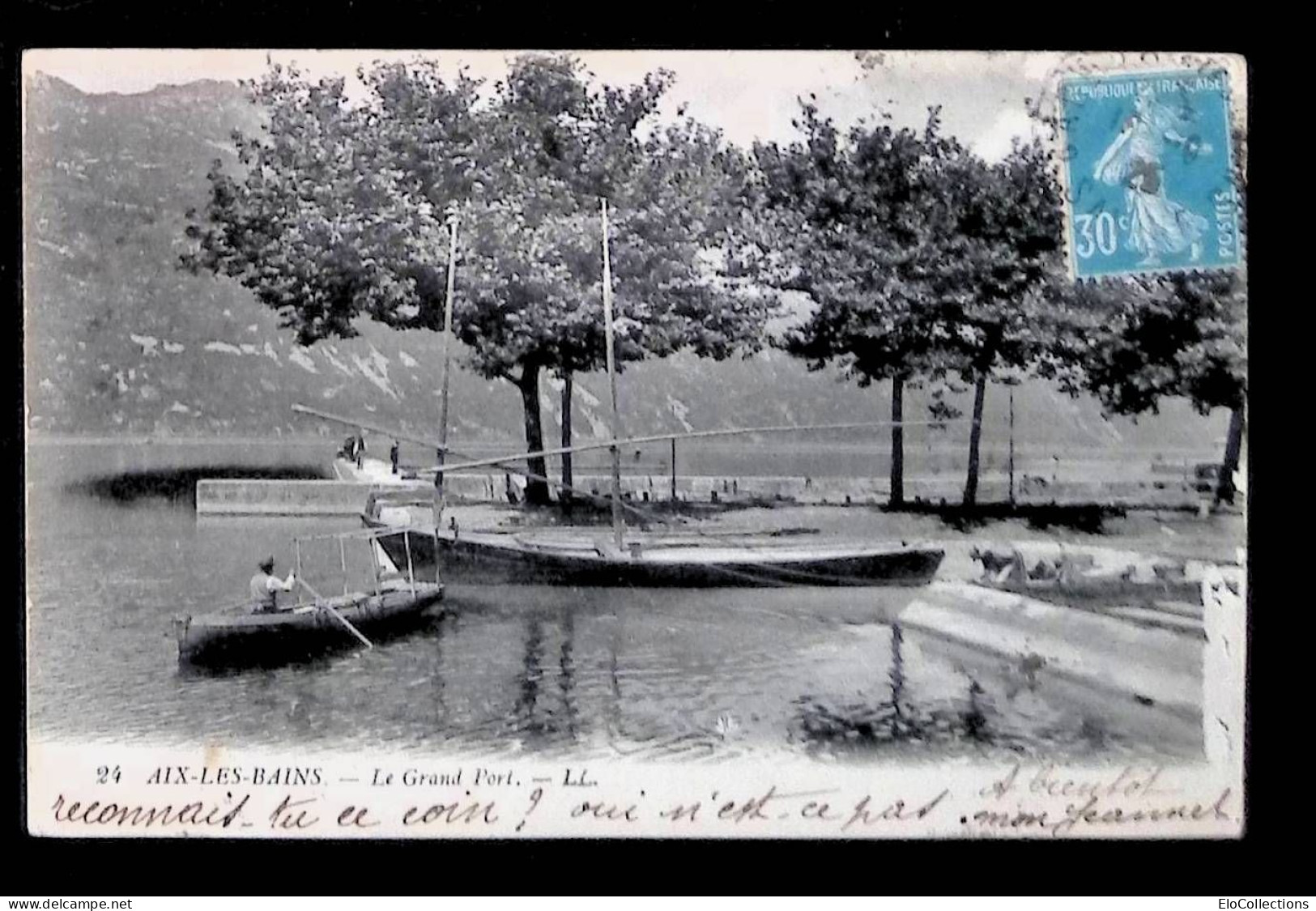 Cp, 73, Aix Les Bains, Le Grand Port, Bateaux, Barque, Animée, Voyagée 1925 - Aix Les Bains