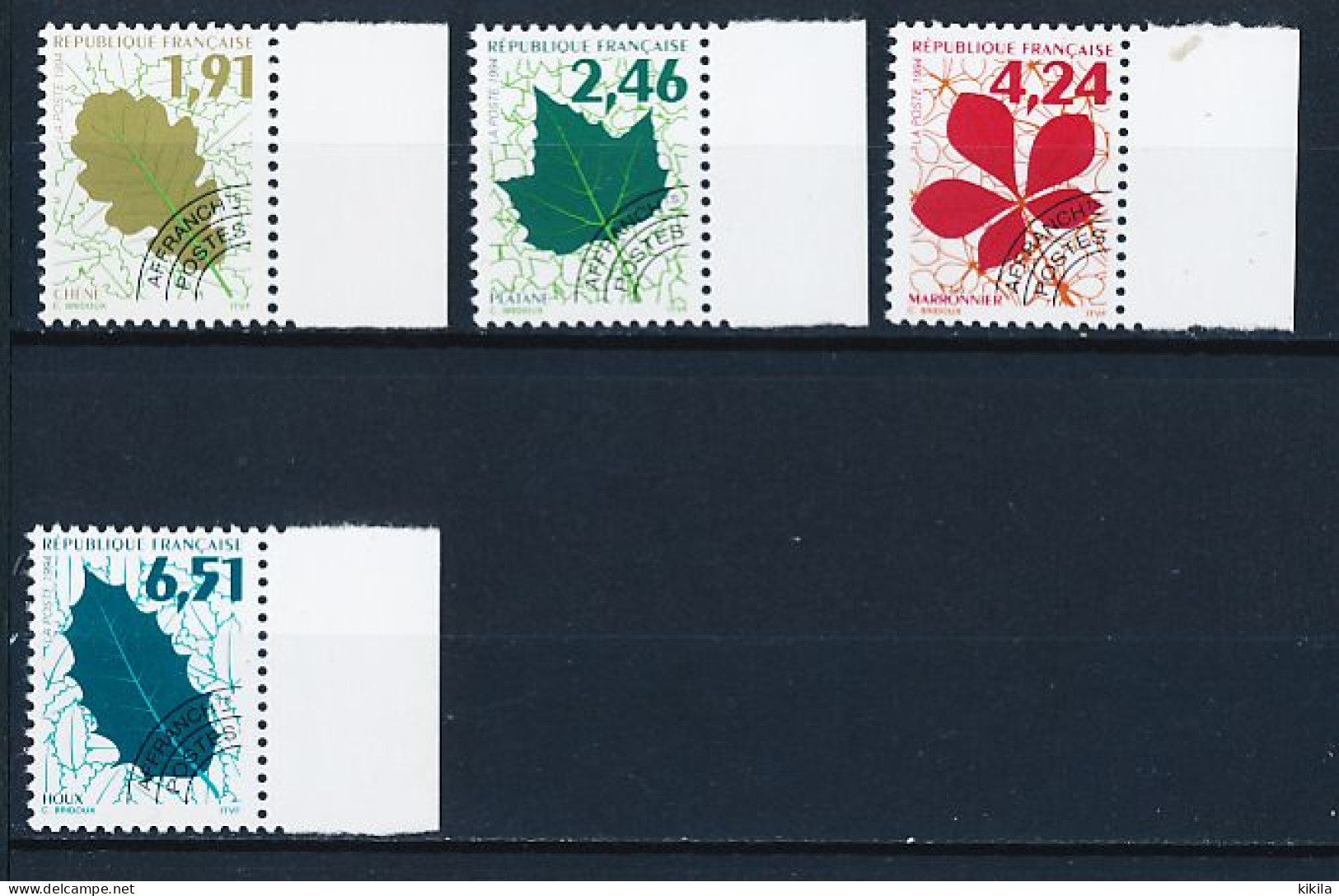 Timbre FRANCE Neuf  Préoblitérés Feuilles D'arbres (I) Yvert Et Tellier N° 232** à 235** Bord De Feuille - 1989-2008