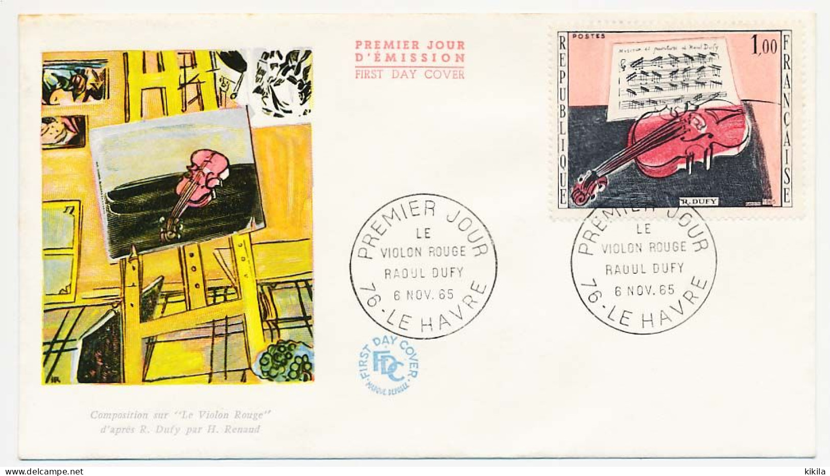 FDC First Day Cover  Du 06 Nov 1965 Le Violon Raoul DUFY  76 LE HAVRE - 1960-1969