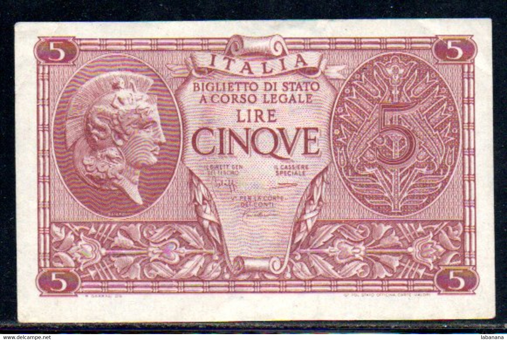 570-Italie Billet De 5 Lire 1944-0565 - Italia – 5 Lire