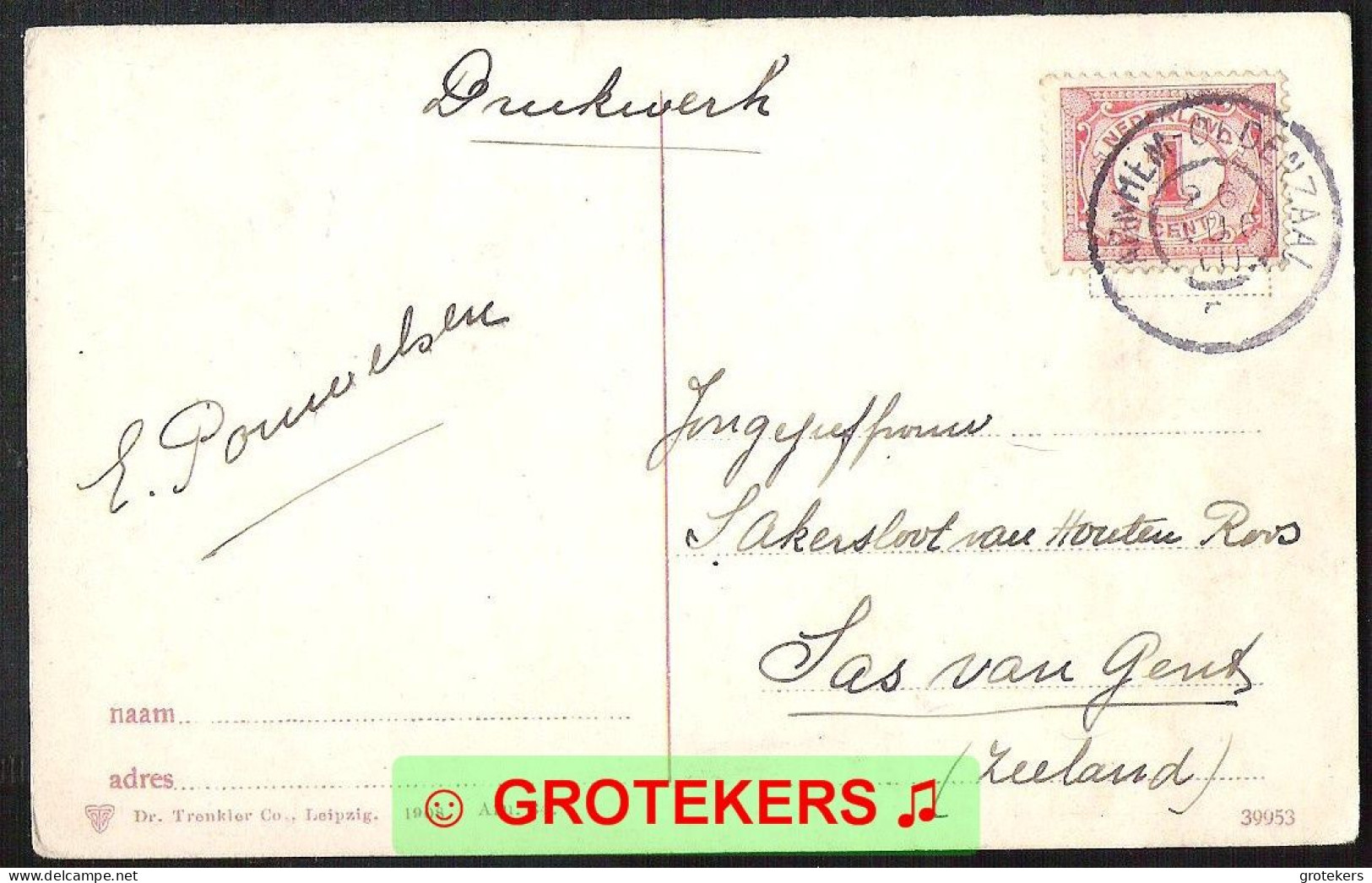 ARNHEM Hotel Sonsbeek Zuidzijde 1910 Met Grootrond TREINSTEMPEL  Ed: TRENCKLER - Arnhem