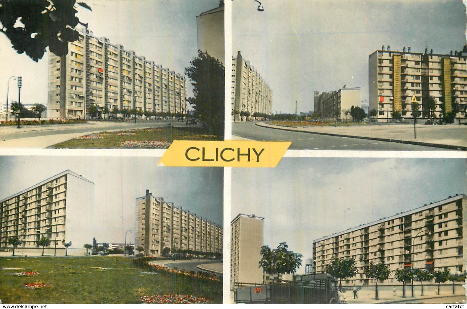 CLICHY .  Les HLM Rue Léon Blum . CP Multivues . - Clichy