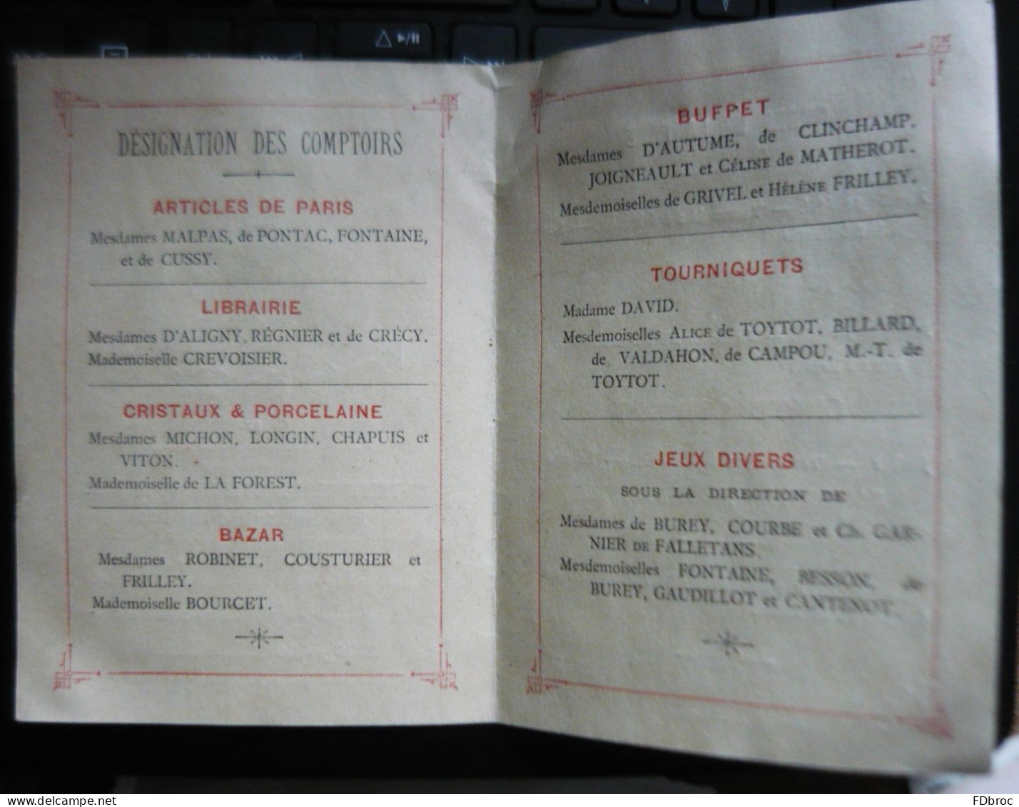 Programme Ville De DOLE ( JURA 39) Vente De Charité Et Kermesse Mai 1892 Mme De Javel, Chipon & Grivel .... - Programmes