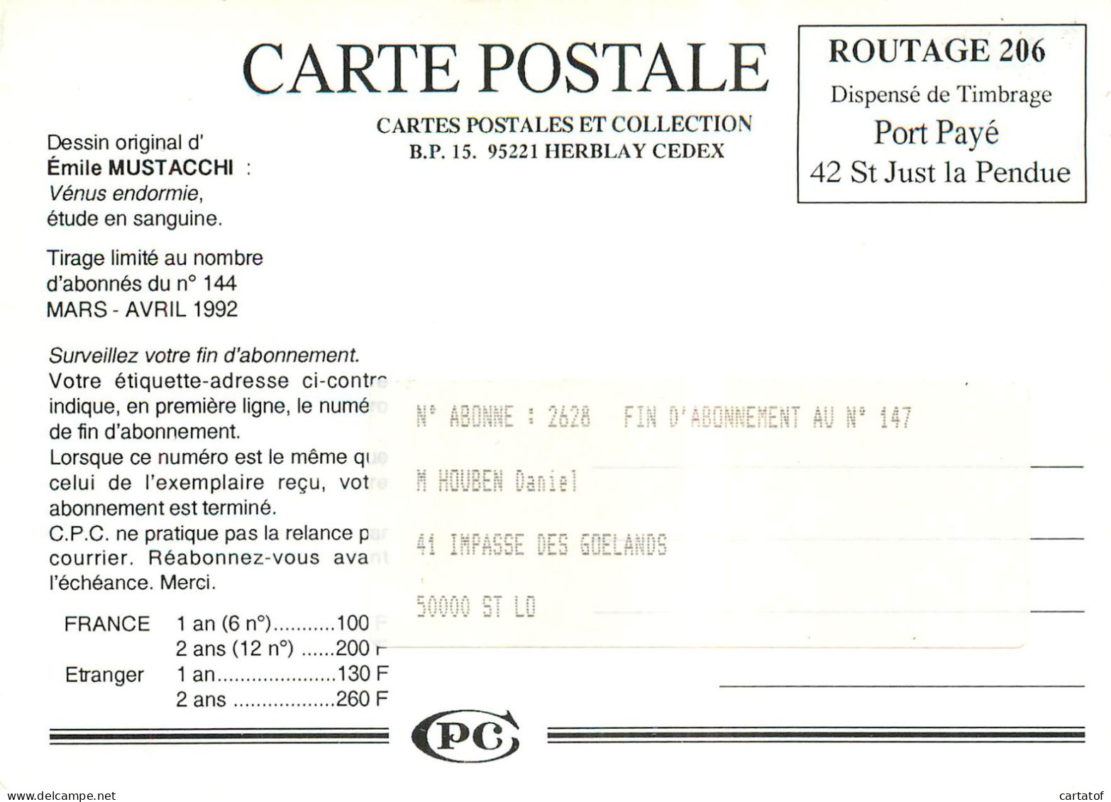 CARTES POSTALES Et COLLECTIONS HERBLAY . Emile MUSTACCHI  ROUTAGE 206 - Publicité