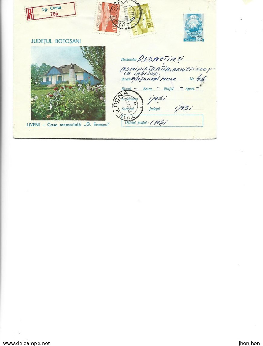 Romania - Post. St.cover Used 1973(1251) - Botosani County - Liveni -  George Enescu" Memorial House - Enteros Postales
