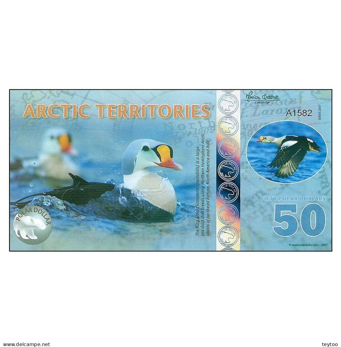 C0032# Territorios Árticos 2017 [BLL] 50 Dólares Polares (SC) - Specimen