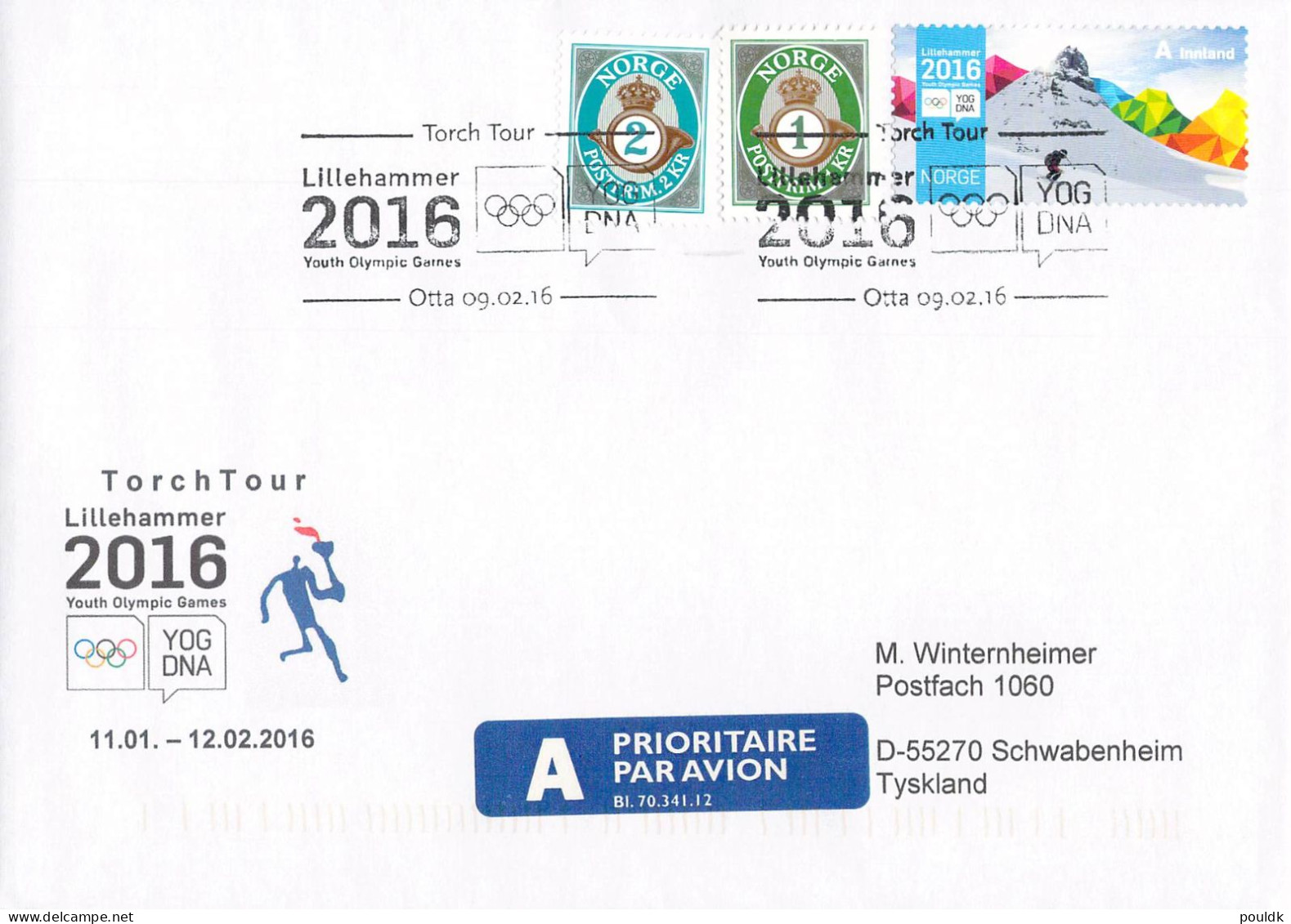 Youth Olympic Games In Lillehammer 2016. 11 Torch Relay Covers From Norway. Postal Weight 0,09 Kg. Please Read Sales Con - Inverno 2016: Lillehammer (Giochi Olimpici Giovanili)