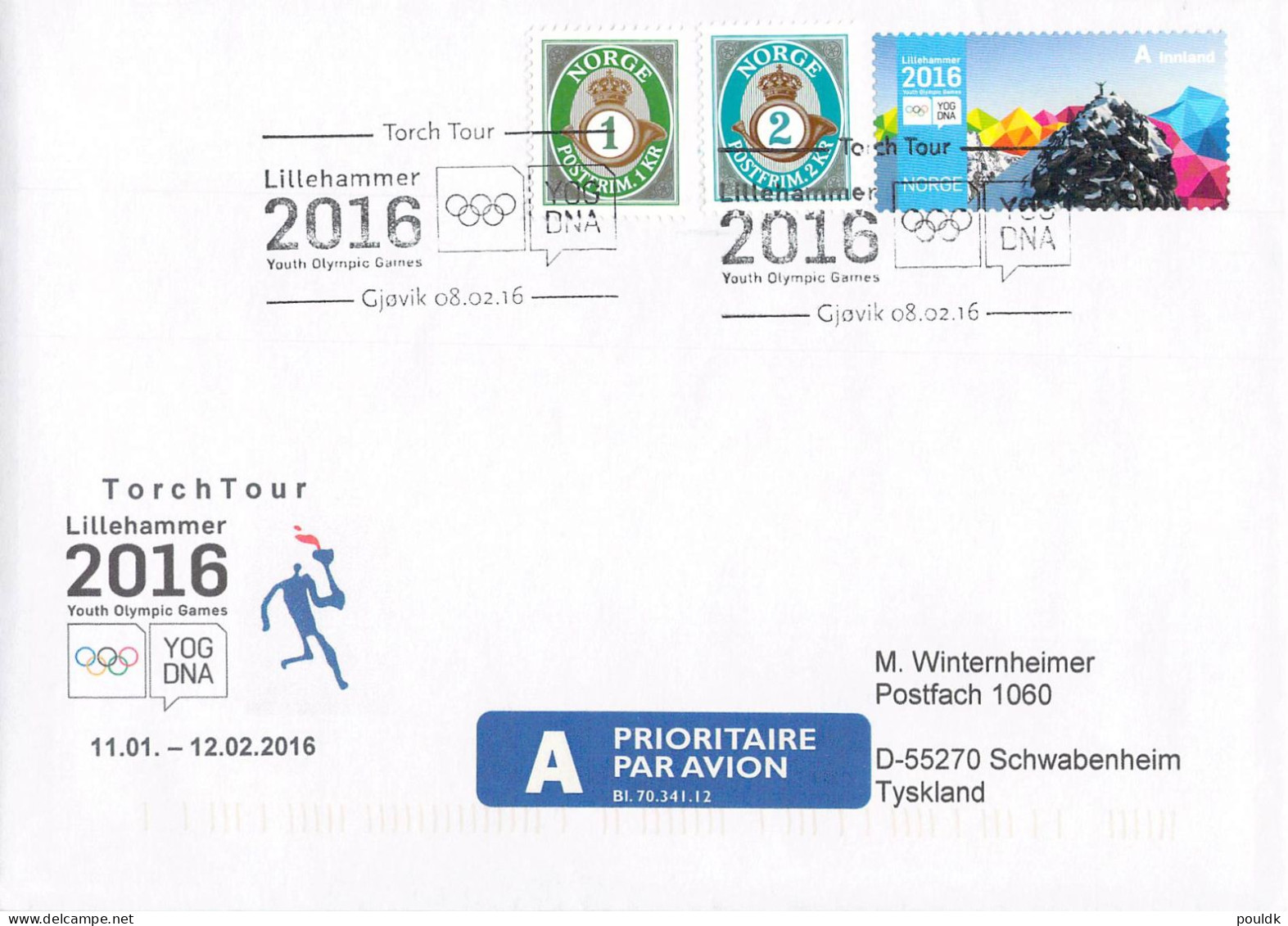 Youth Olympic Games In Lillehammer 2016. 11 Torch Relay Covers From Norway. Postal Weight 0,09 Kg. Please Read Sales Con - Inverno 2016: Lillehammer (Giochi Olimpici Giovanili)