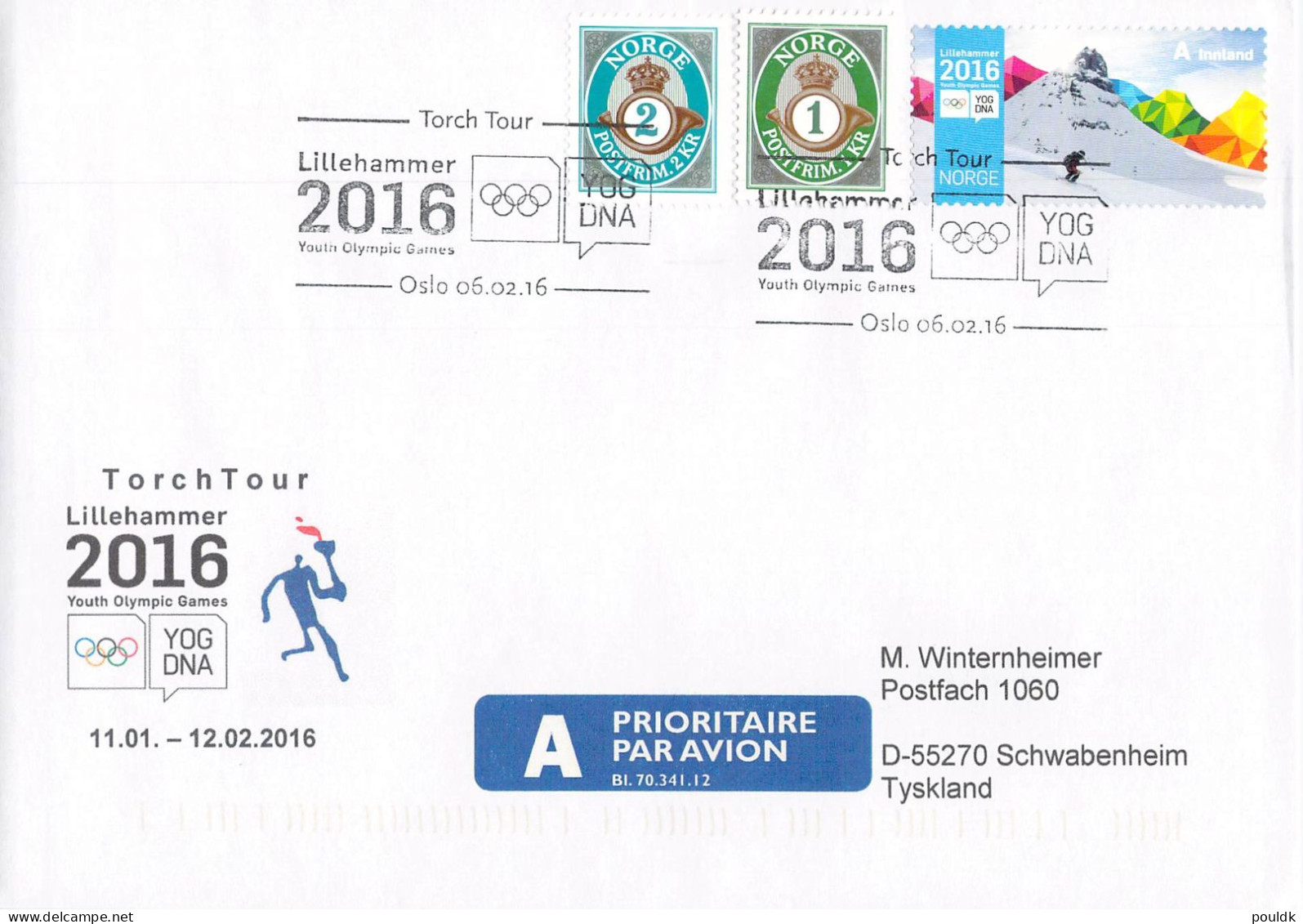 Youth Olympic Games In Lillehammer 2016. 11 Torch Relay Covers From Norway. Postal Weight 0,09 Kg. Please Read Sales Con - Inverno 2016: Lillehammer (Giochi Olimpici Giovanili)