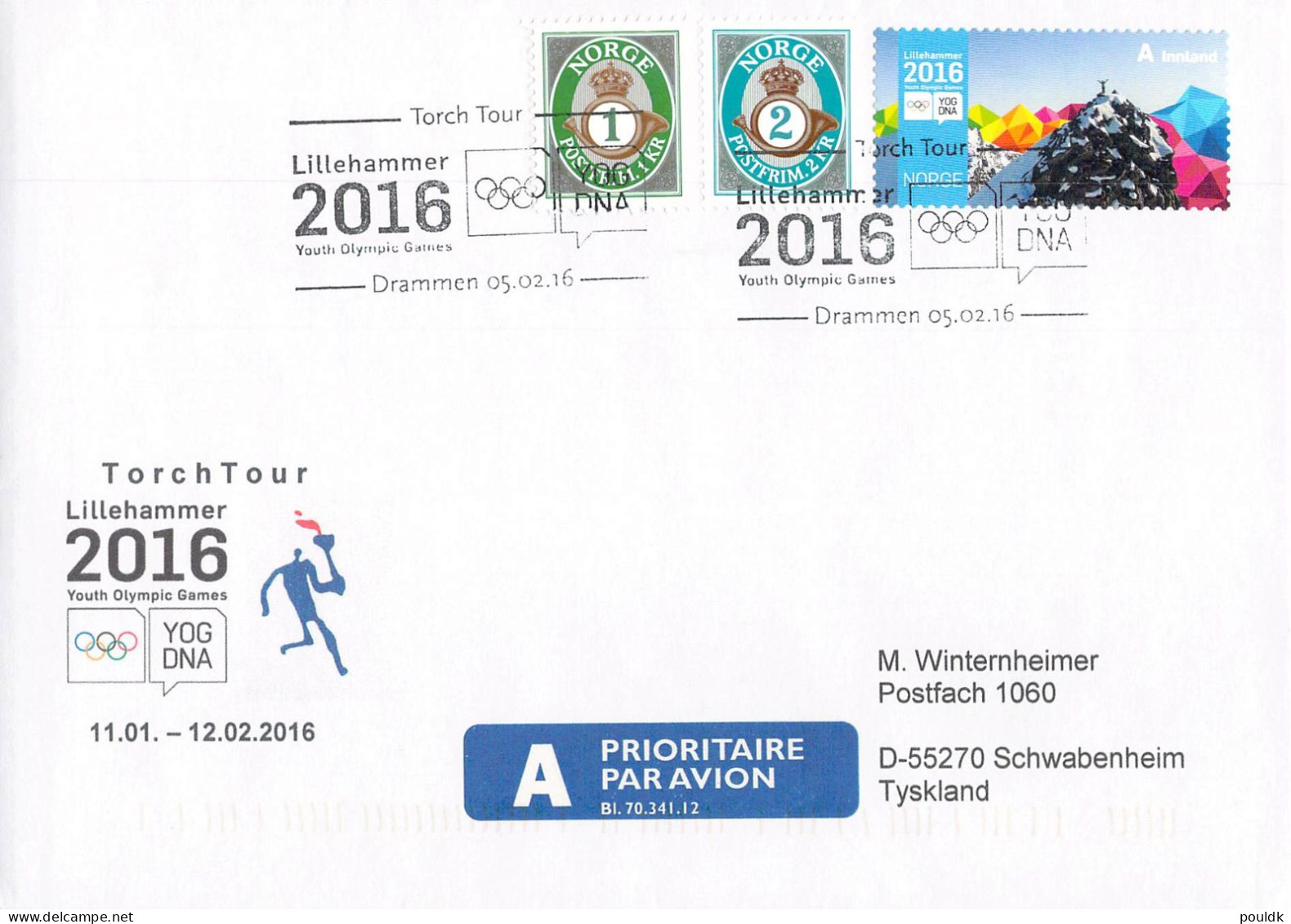Youth Olympic Games In Lillehammer 2016. 11 Torch Relay Covers From Norway. Postal Weight 0,09 Kg. Please Read Sales Con - Hiver 2016: Lillehammer (JO De La Jeunesse)