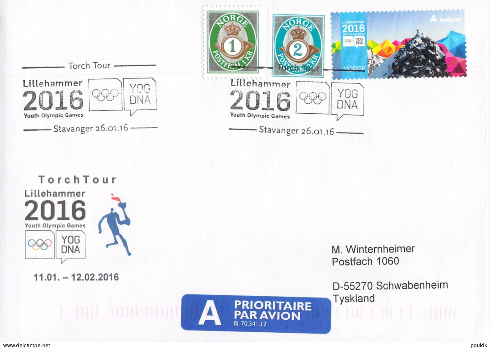 Youth Olympic Games in Lillehammer 2016. 11 Torch Relay Covers from Norway. Postal Weight 0,09 kg. Please read Sales Con