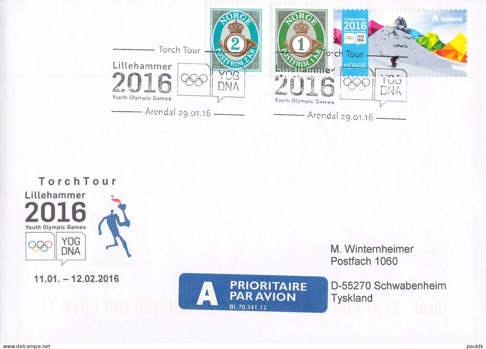 Youth Olympic Games in Lillehammer 2016. 11 Torch Relay Covers from Norway. Postal Weight 0,09 kg. Please read Sales Con