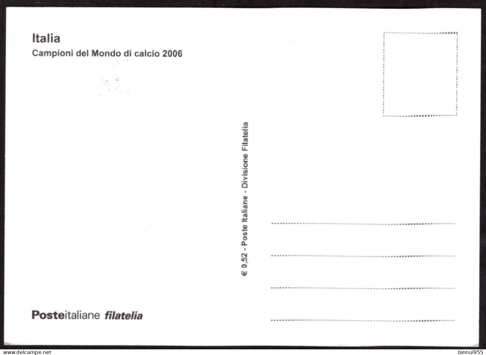 Cartolina Calcio Italia Campioni Del Mondo 2006 - Annullo Filatelico Roma 2006 - Fussball