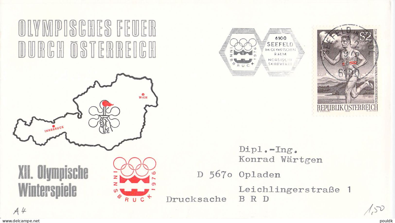 Olympic Games In Innsbruck 1976. 10 Torch Relay Covers From Austria. Postal Weight 0,09 Kg. Please Read Sales Conditions - Hiver 1976: Innsbruck