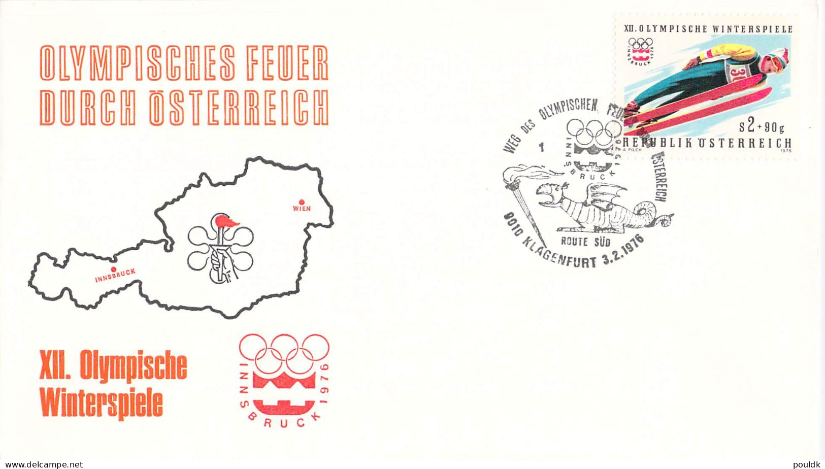 Olympic Games In Innsbruck 1976. 10 Torch Relay Covers From Austria. Postal Weight 0,09 Kg. Please Read Sales Conditions - Hiver 1976: Innsbruck