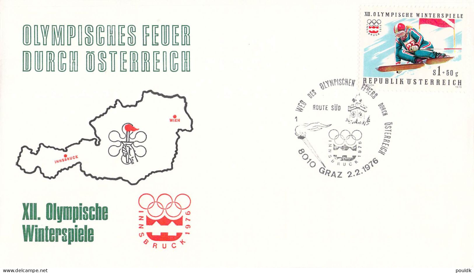 Olympic Games in Innsbruck 1976. 10 Torch Relay Covers from Austria. Postal Weight 0,09 kg. Please read Sales Conditions