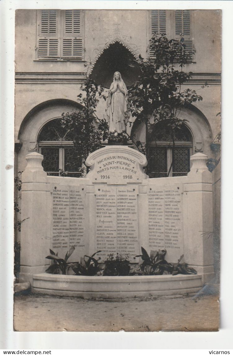 CARTE PHOTO  06 NICE (Don Bosco) Anciens Du Patronage St Pierre Morts Pour La Patrie Monument Aux Morts - Monumenten, Gebouwen