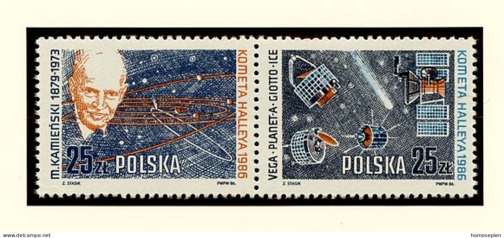 Pologne - Poland - Polen 1986 Y&T N°2824 à 2825 - Michel N°3014 à 3015 *** - Comète De Halley - Se Tenant - Unused Stamps