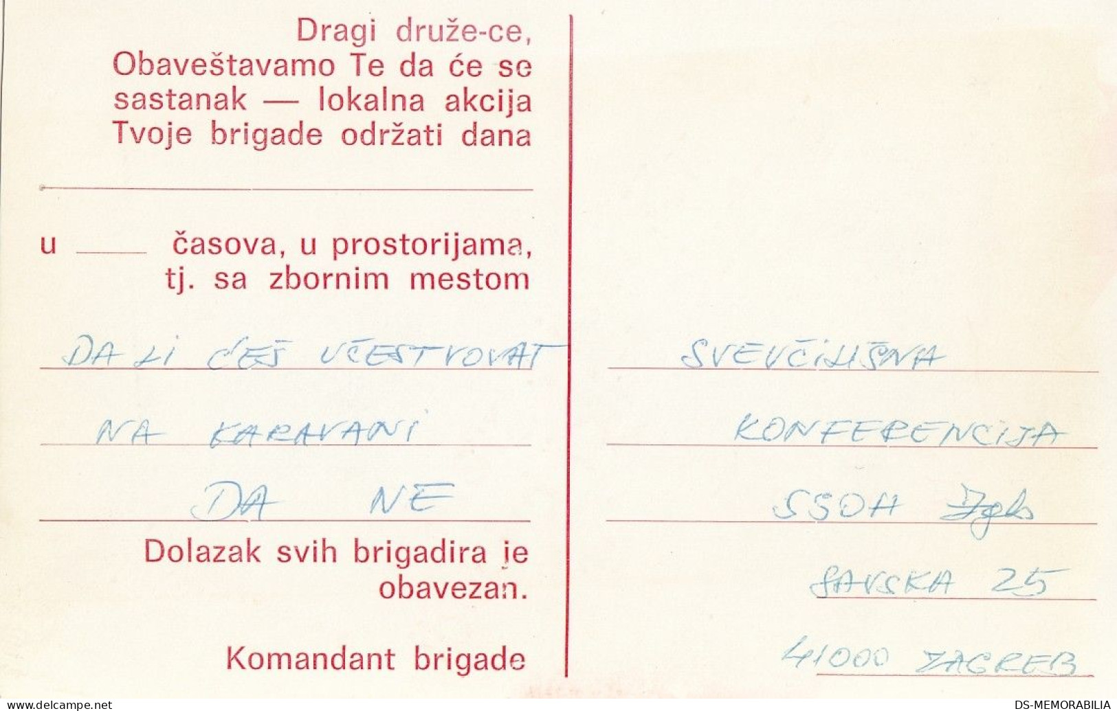 ORA Omladinska Radna Akcija , Studentska Brigada - Yougoslavie