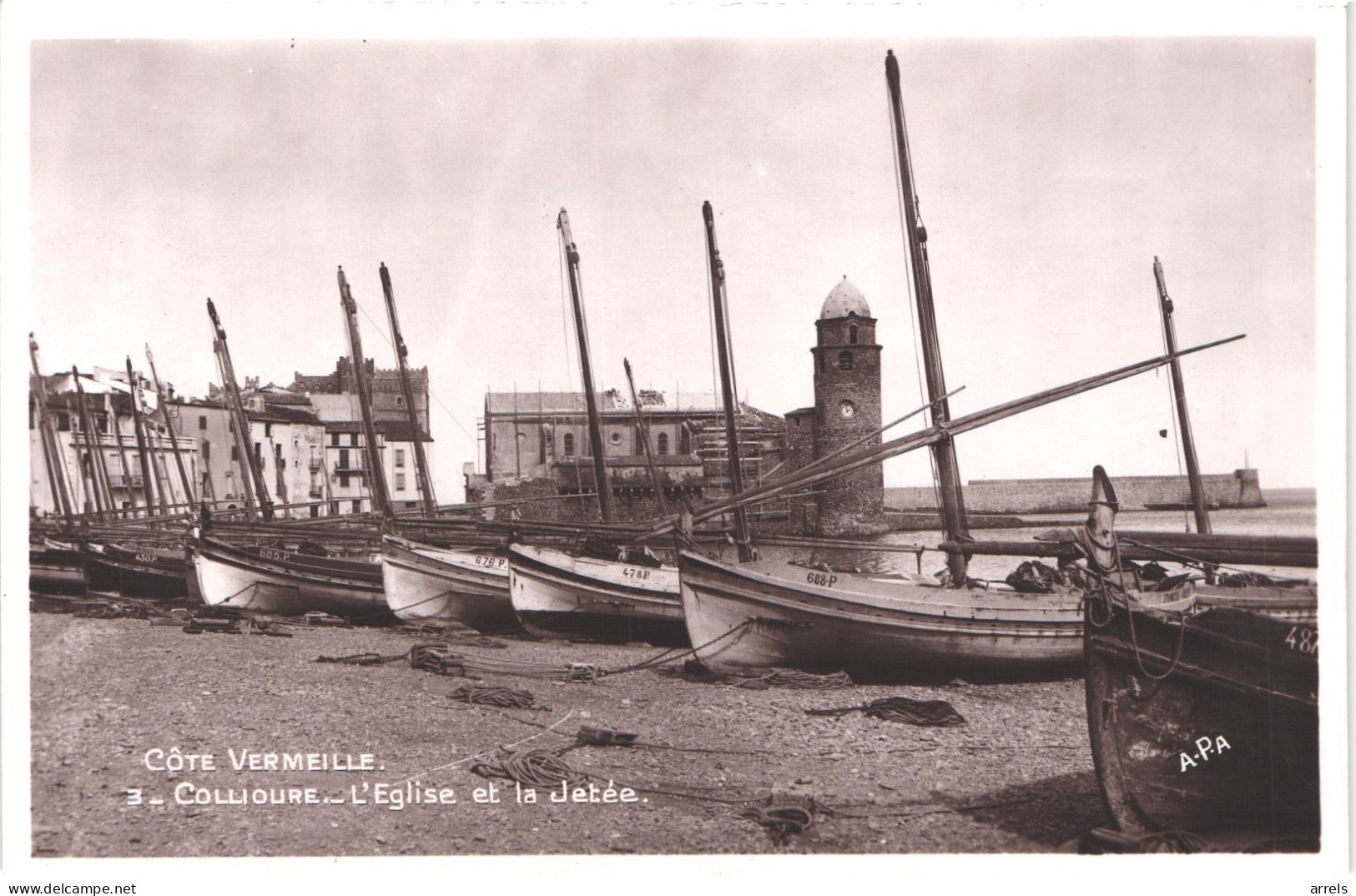 FR66 COLLIOURE - Phototypie Tarnaise Poux - Apa 3 Glacée - L'église Et La Jetée - Barques De Pêche - Belle - Collioure