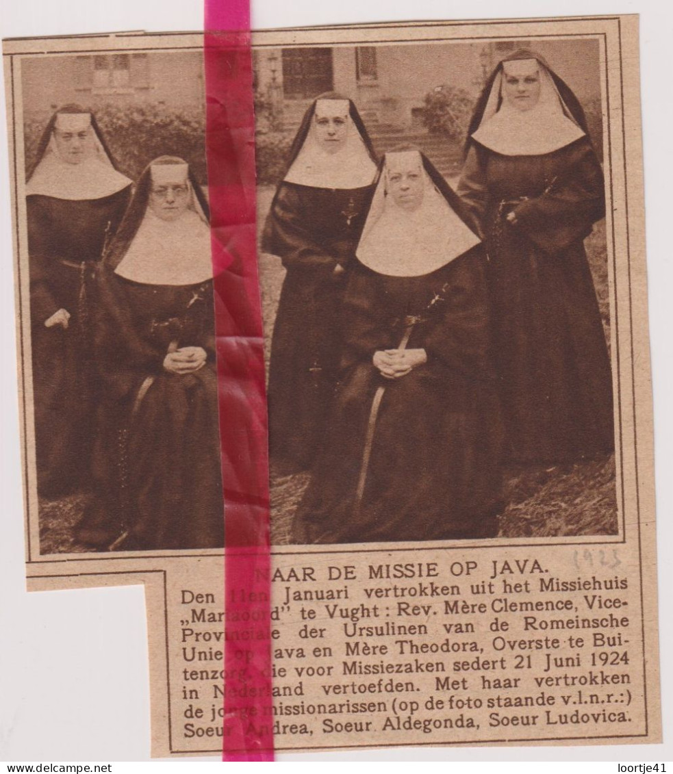 Vught - Vertrek Zusters Naar Missie Op Java - Orig. Knipsel Coupure Tijdschrift Magazine - 1925 - Non Classés