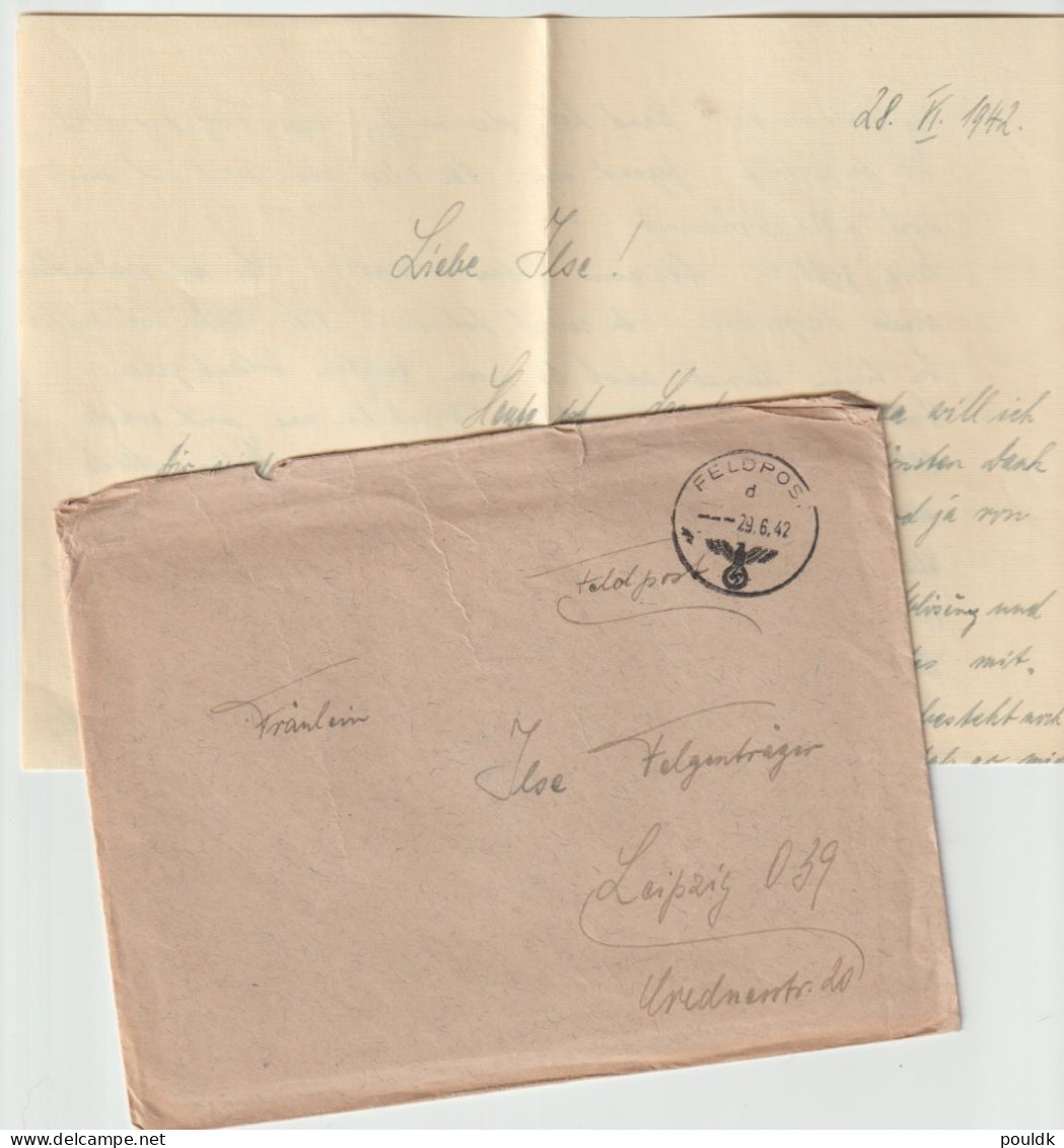 German Feldpost WW2 From Crete, Greece -  2. Batterie Leichte Flak-Abteilung 73 Posted 29.6.1942 With Letter. Postal Wei - Militaria
