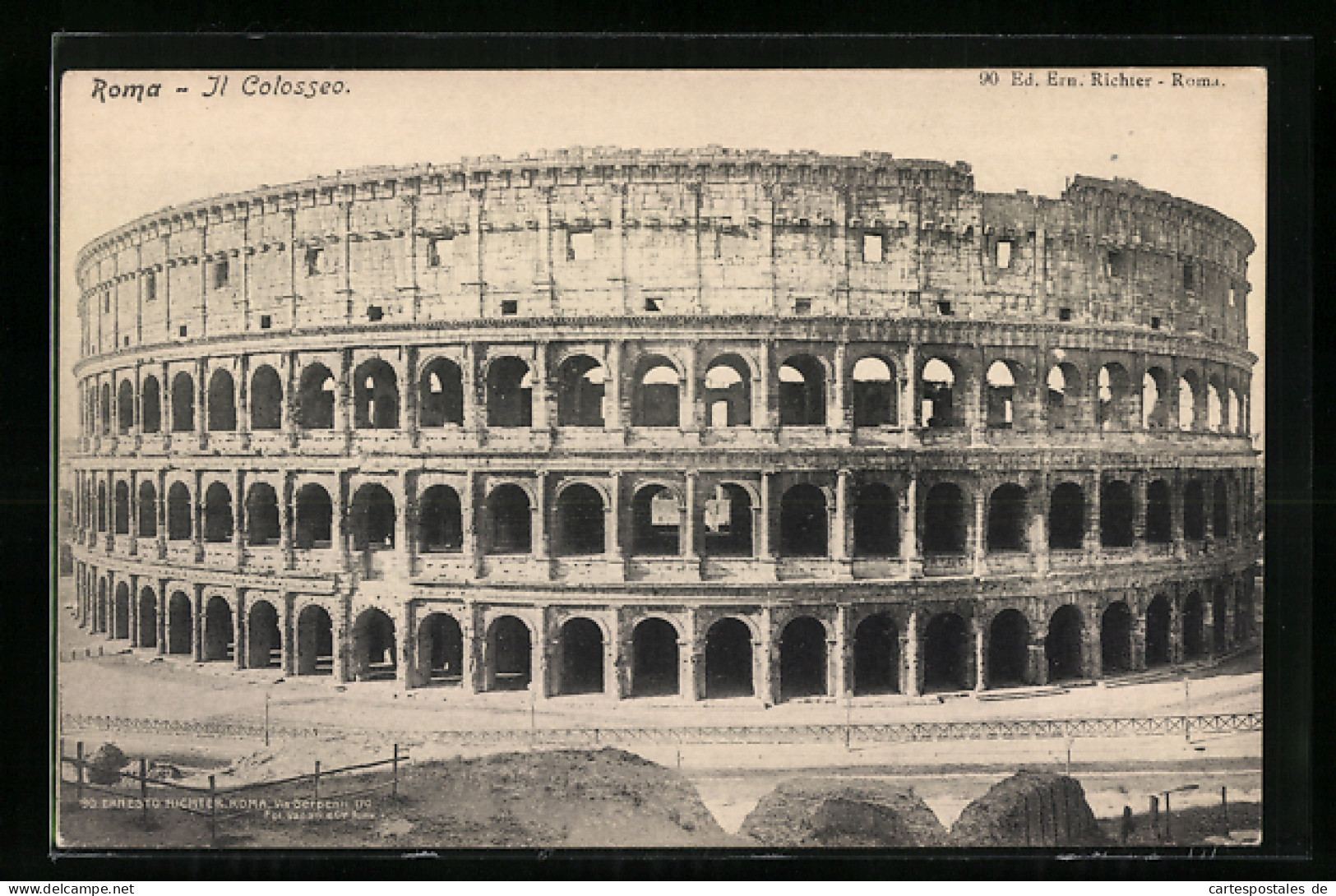 AK Roma, Anfiteatro Flavio O Colosseo Eretto Da Flavio Vespasiano Ed Inaugurato De Tito Nell'80  - Sonstige & Ohne Zuordnung