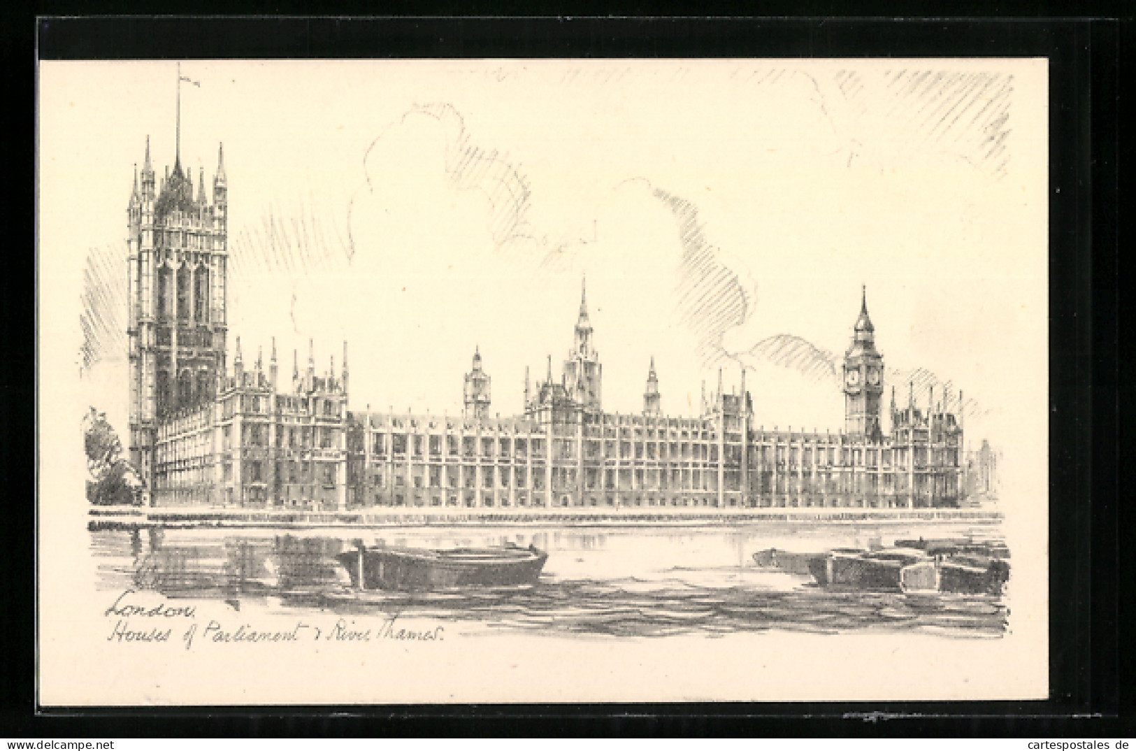 Künstler-AK London, Houses Of Parliament, River Thames  - Other & Unclassified