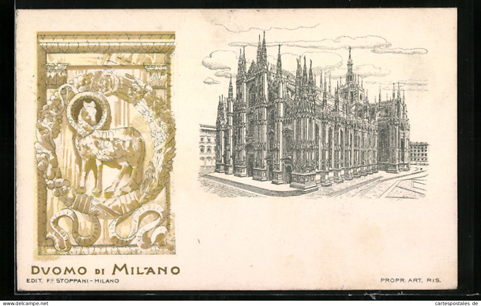 Präge-Lithographie Milano, Duomo  - Sonstige & Ohne Zuordnung