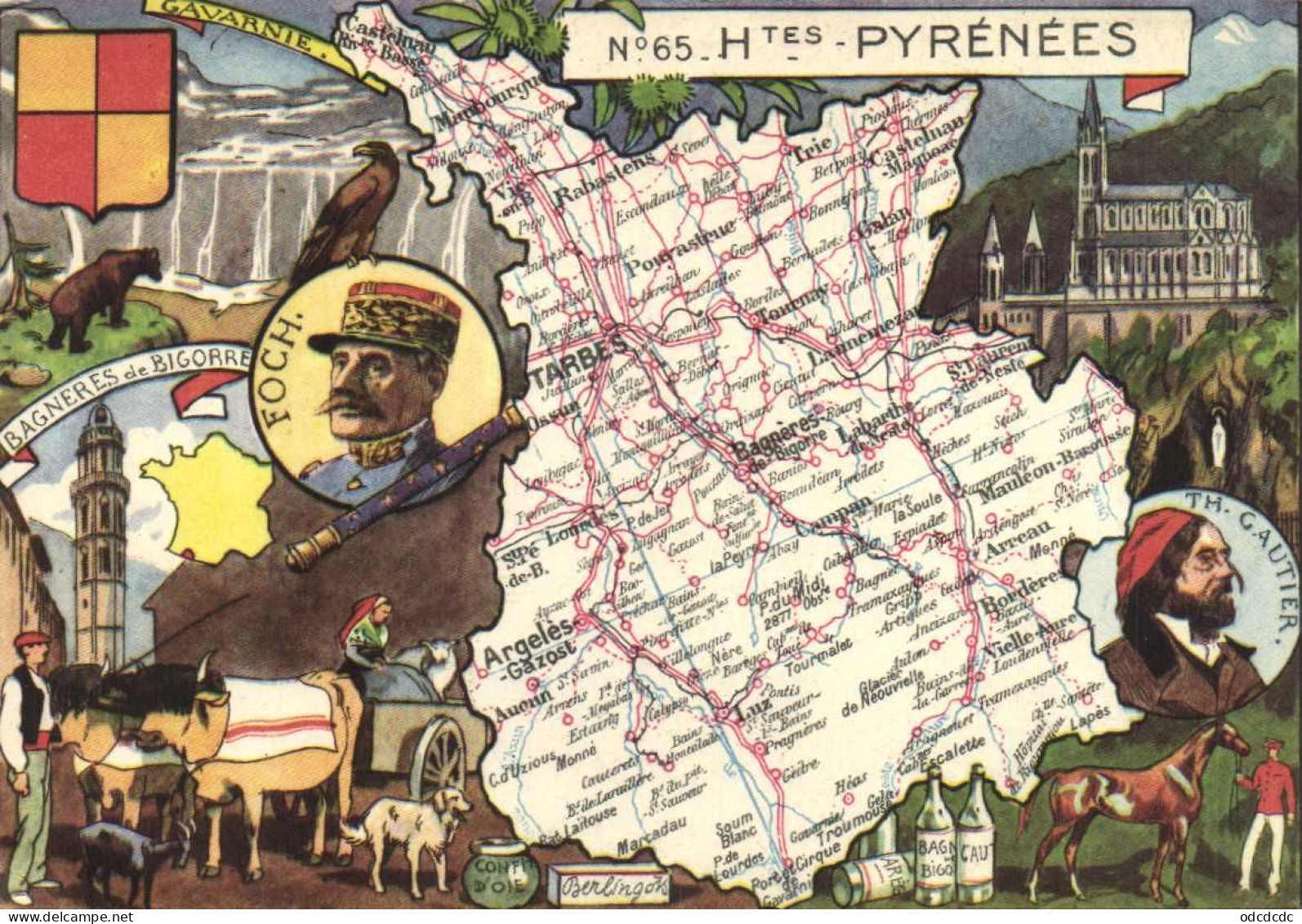 N°65 HAUTES PYRENEES Carte Geographique + Multivues RV Blondel La Rougerie 1946 - Autres & Non Classés