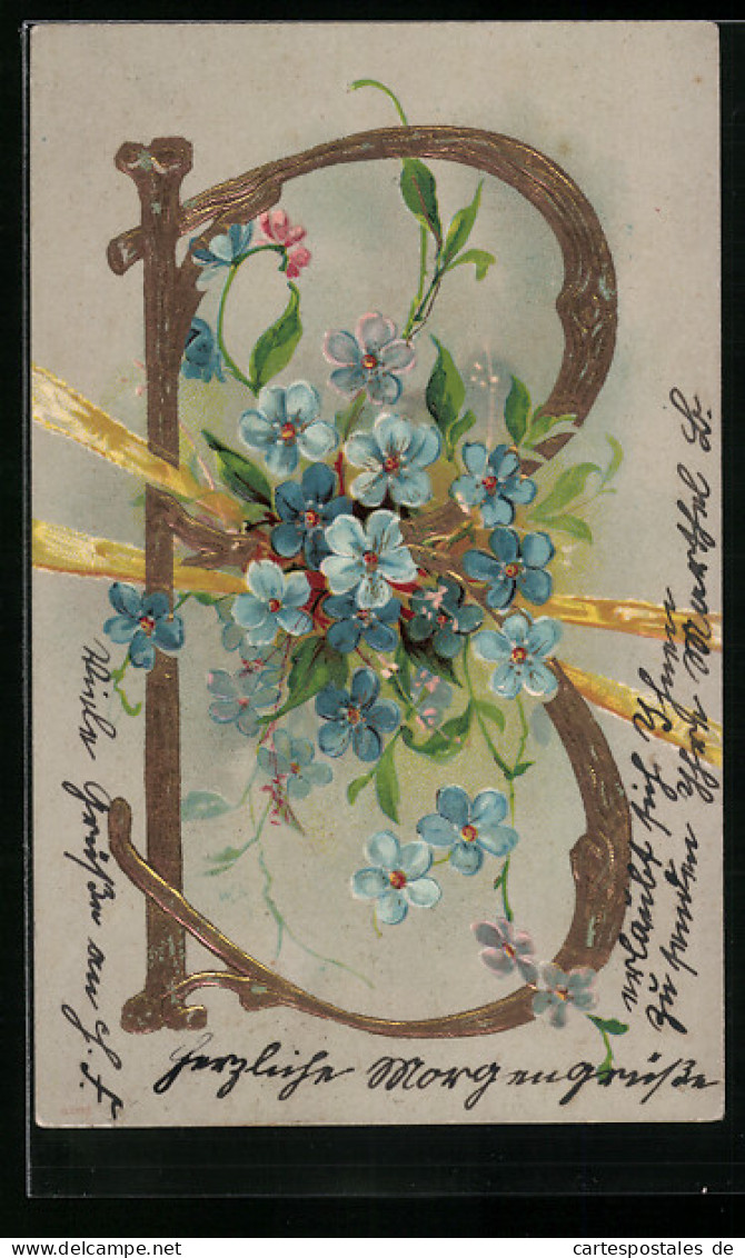 AK Buchstabe B Mit Blauem Blumenstrauss  - Sonstige & Ohne Zuordnung