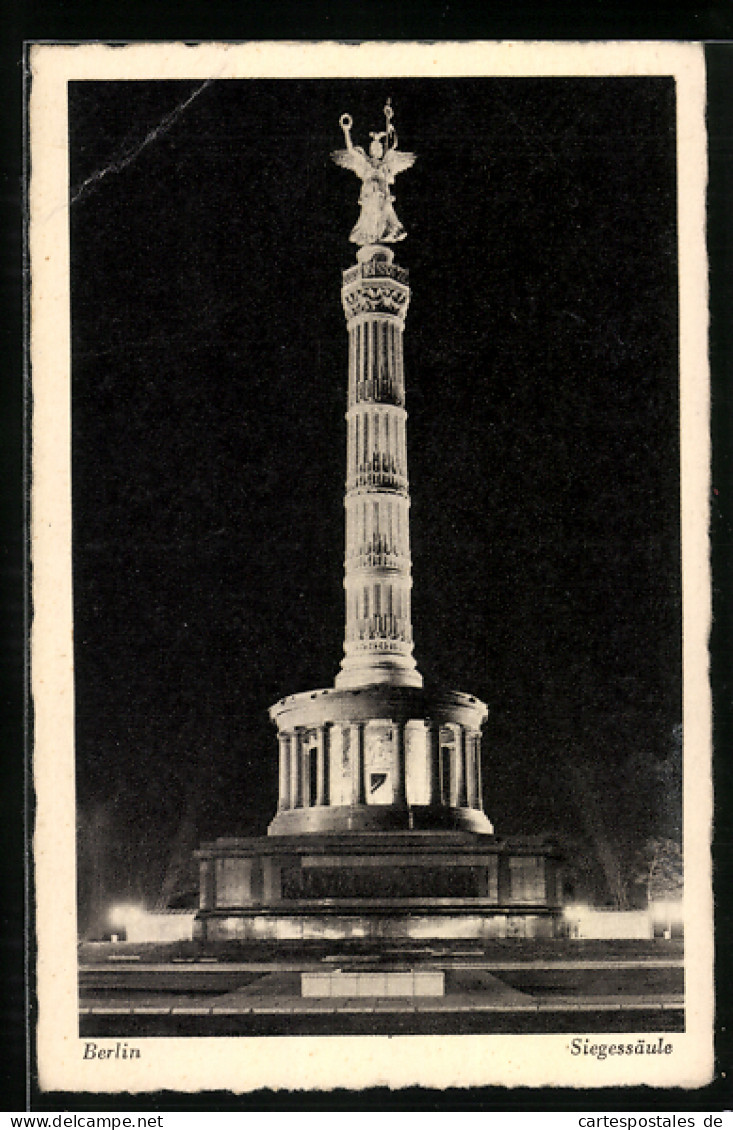 AK Berlin-Tiergarten, Siegessäule Bei Nacht  - Tiergarten